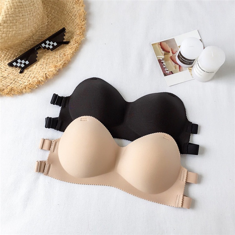 BH Bra push-up Invisible Strapless Tanpa Tali Anti Slip Sexy Bra One-Piece  Sexy Korea Bra Wanita Push Up Model Backless BH Tanpa Tali Polos Gaya Korea  Untuk Pakaian Dalam Wanita Bra One-Piece Sexy