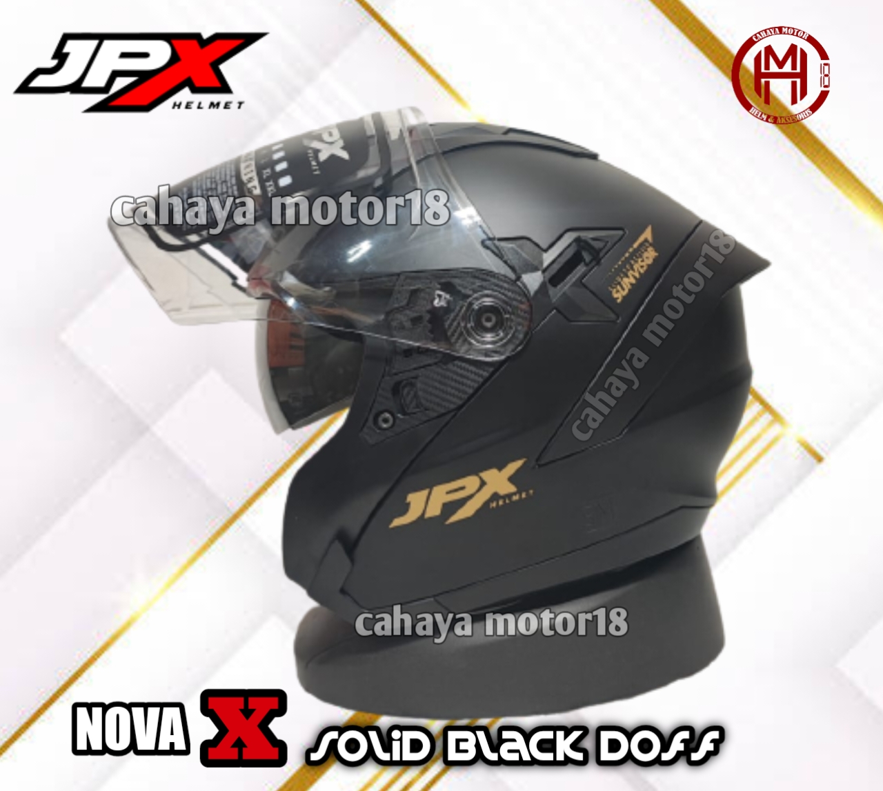 HELM JPX NOVA X SOLID BLACK DOF|HITAM DOP model njs kairoz Harga 685,000 rupiah*Gratis Ongkir