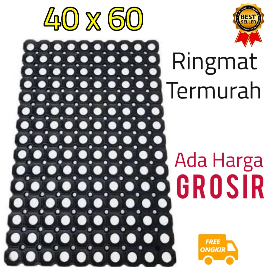 Keset Karpet Karet Anti Slip Licin Kamar Mandi - Karet Hitam Lobang - Ringmat 40x60 Harga  22,000 rupiah*Gratis Ongkir