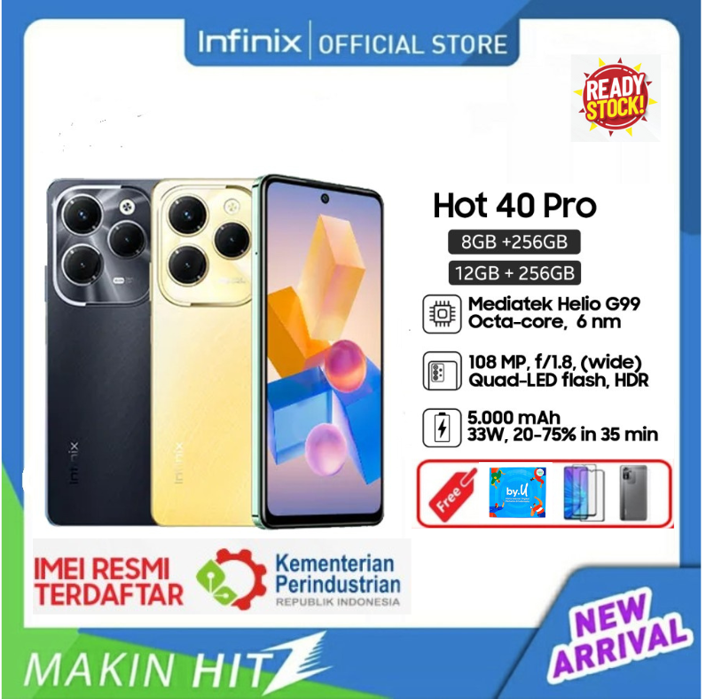 Infinix Hot 40 Pro 12/256 - 8/256 Gb Nfc Main Camera Dual 108 Mp - Promo Harga  1,736,000 Ringgit*Penghantaran Percuma