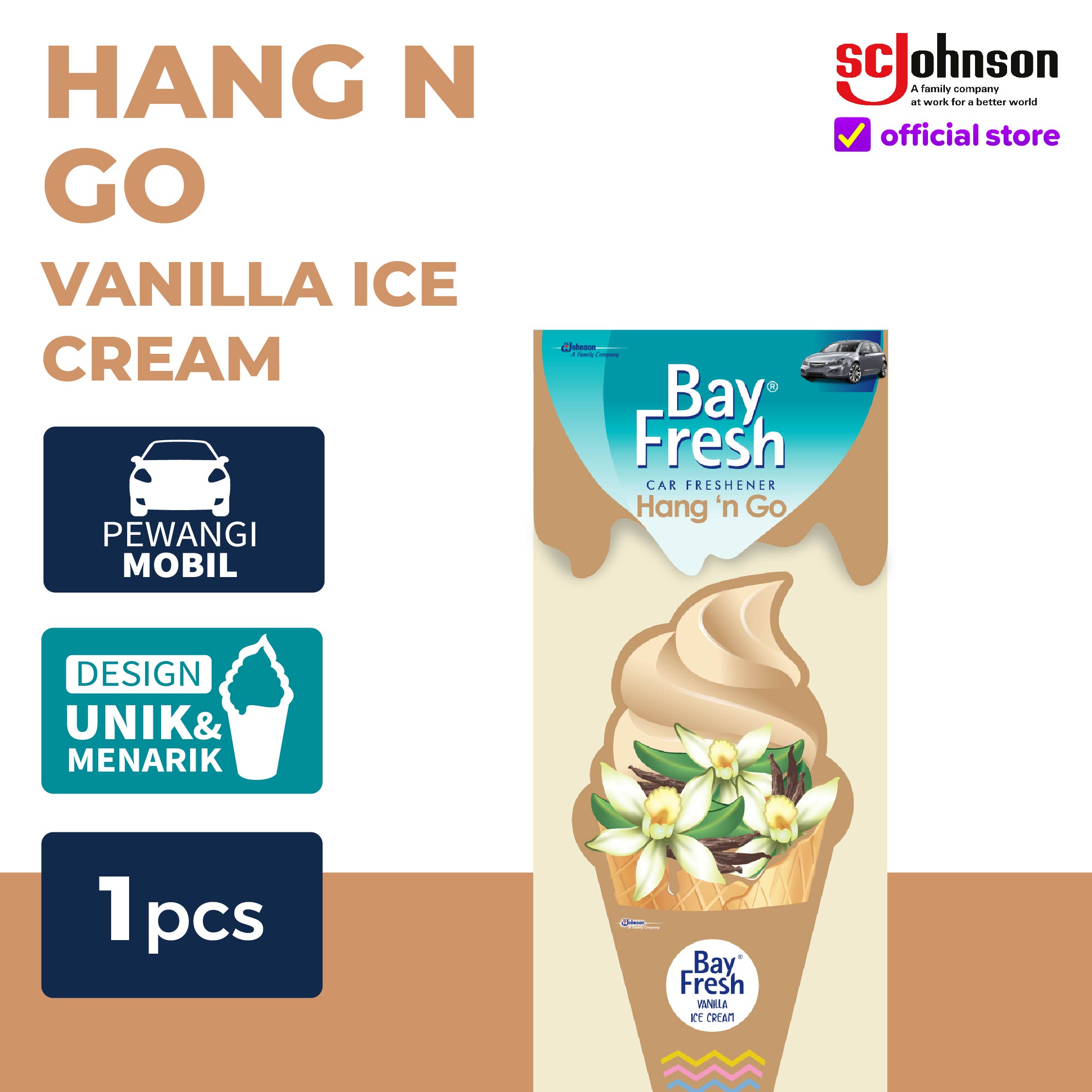 Bayfresh Hang n Go Pengharum Mobil - Vanilla Ice Cream Harga 13,195 rupiah*Gratis Ongkir