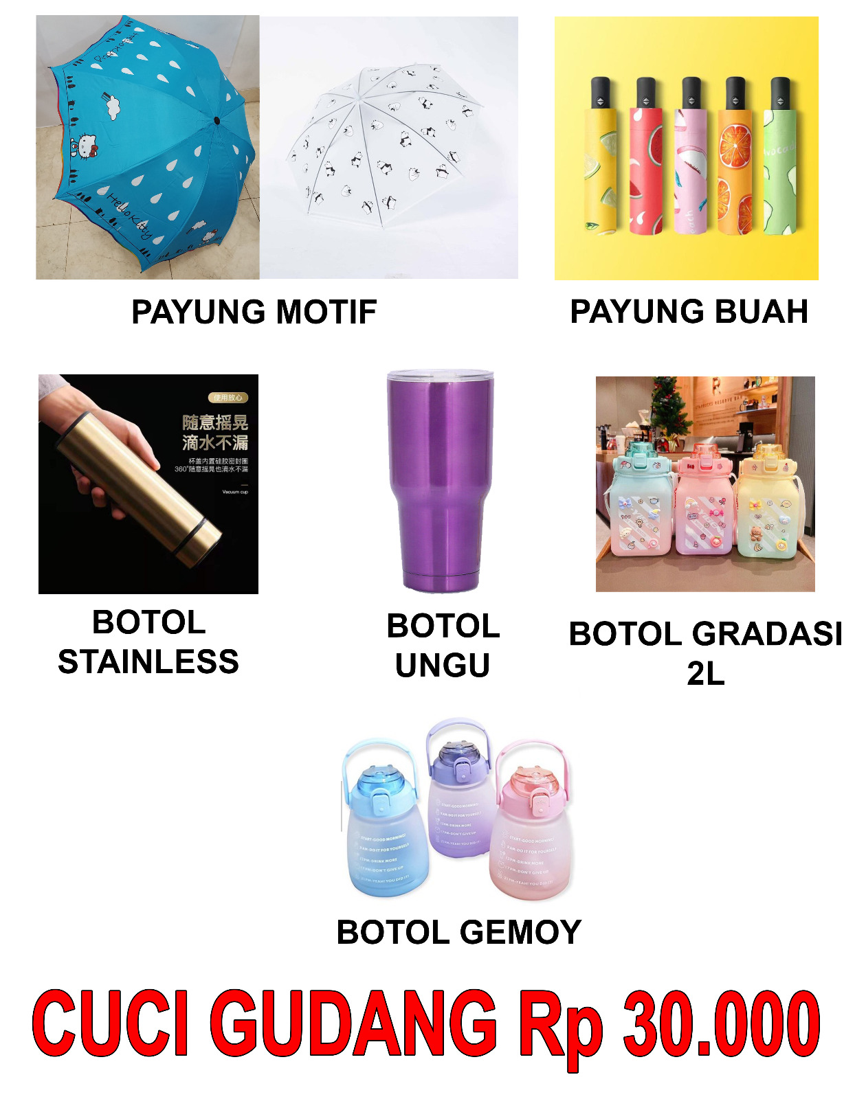 cuci gudang 30ribu sale murah Giá 30,000 Đồng*Miễn phí vận chuyển