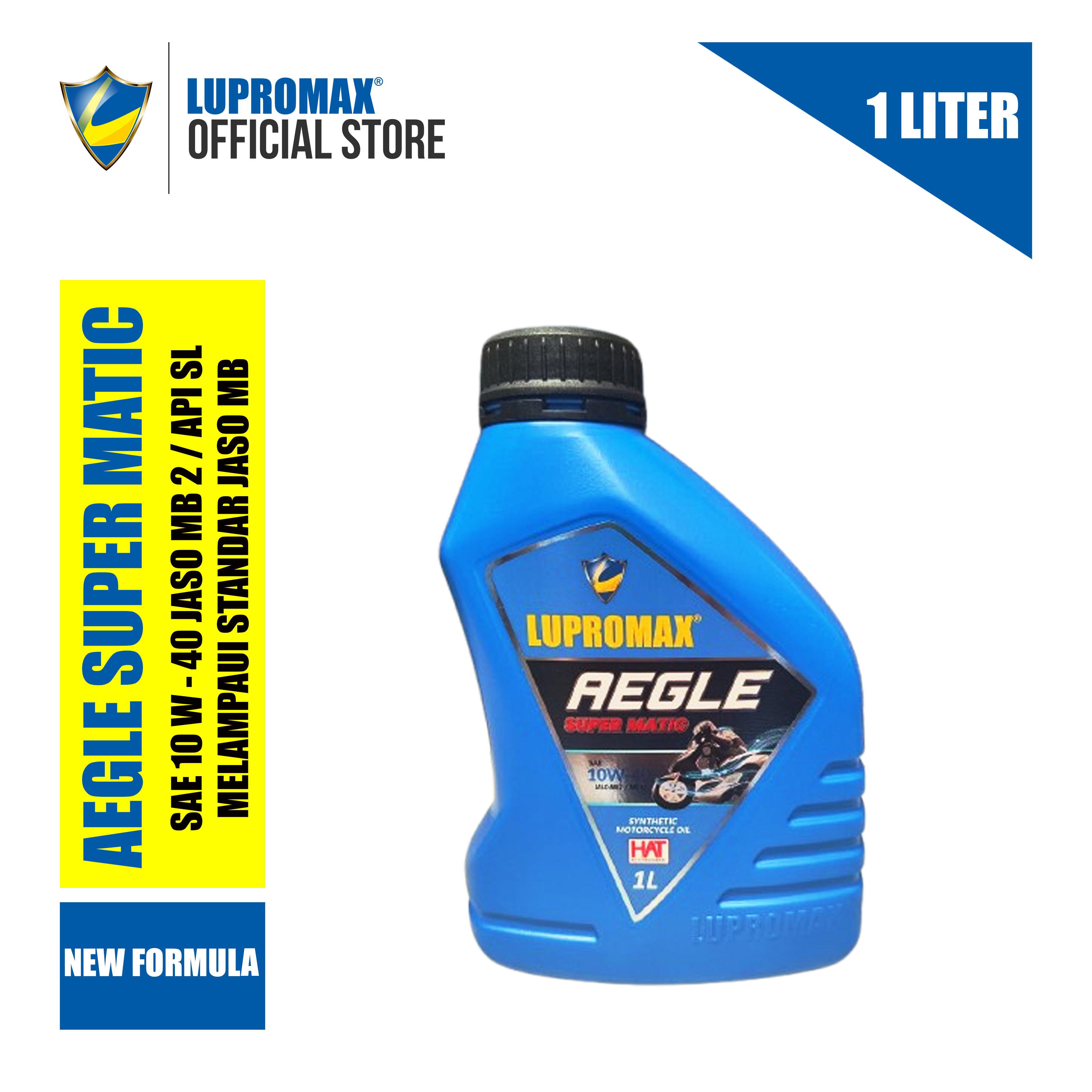 Lupromax Aegle Super Matic 10W-40 JASO MB2/API SL NEW FORMULA - 1 Liter Harga 91,000 rupiah*Gratis Ongkir