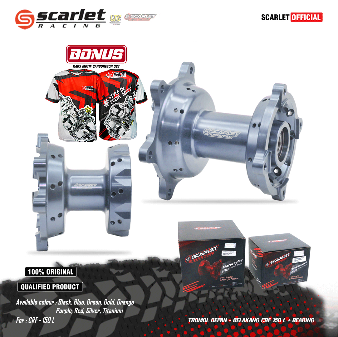 Scarlet Racing - Front Rear Trail Hub Drum Crf 36 H Cnc + Bearing Harga 2,150,000 rupiah*Gratis Ongkir