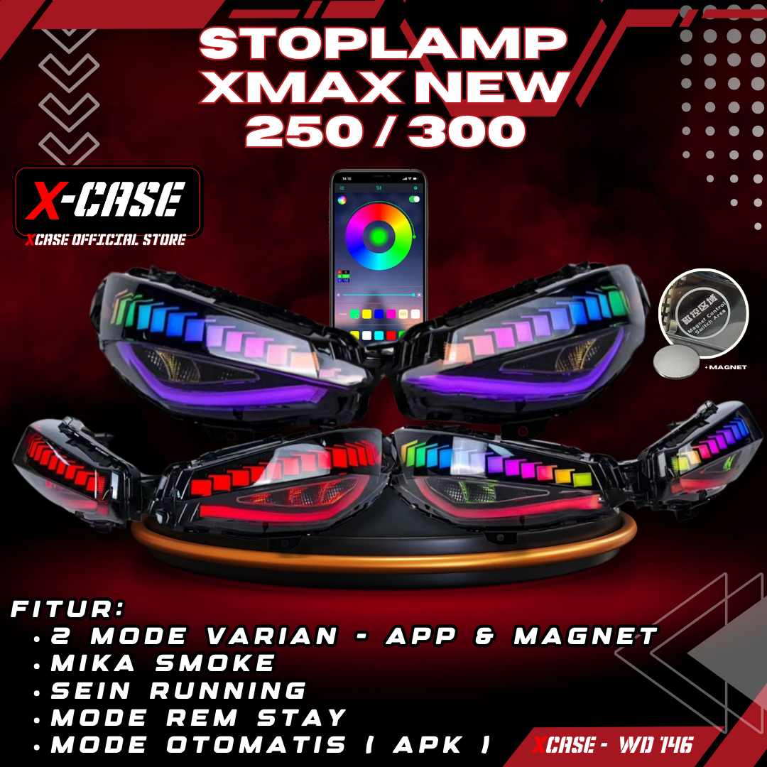 LAMPUSTOP WD146 XMAX RGB 250 300 NEW RGB TAIL LIGHT MATA GABAN RAINBOW LED Harga 955,000 rupiah*Gratis Ongkir