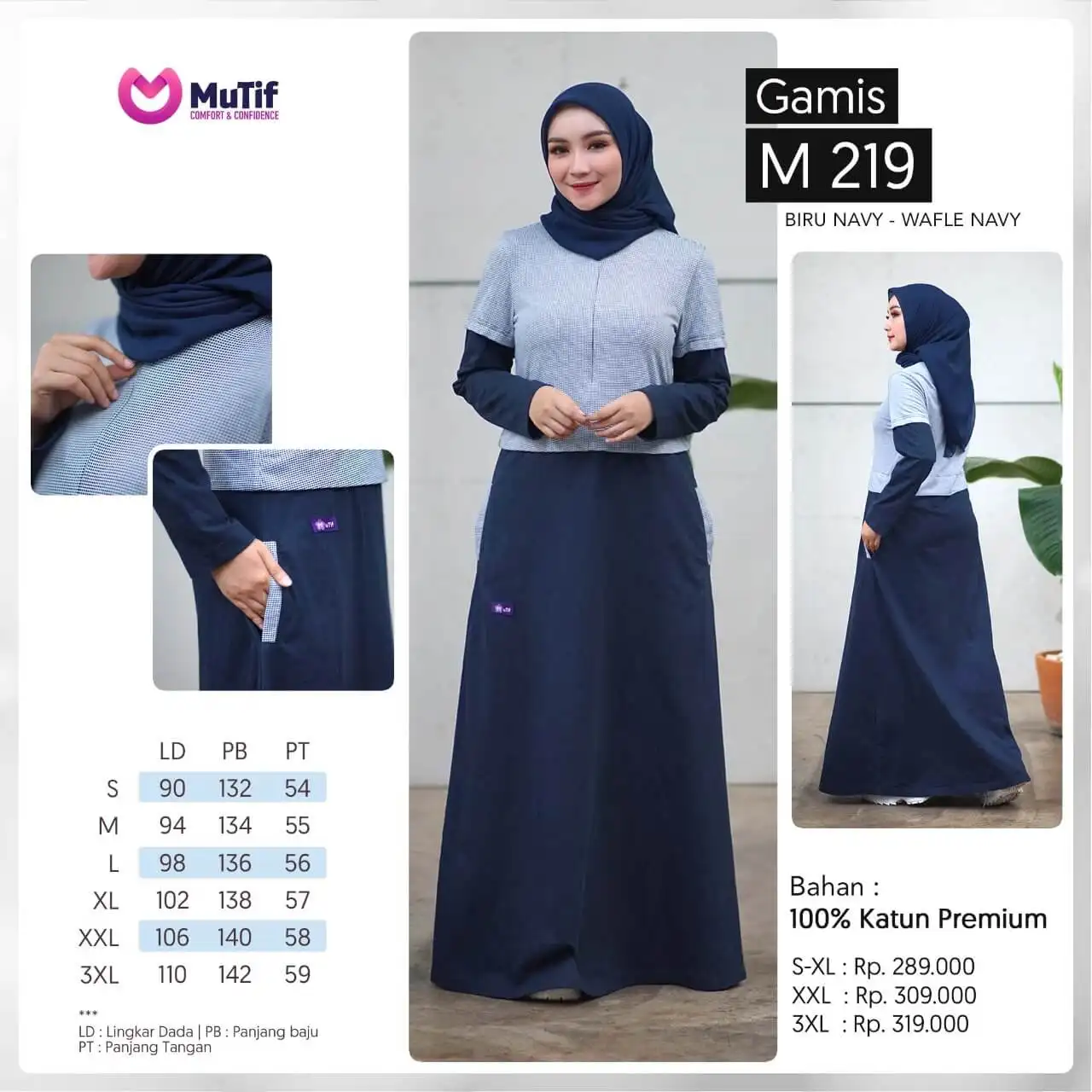 Baju Gamis Wanita Terbaru Dan Trendy 2020 Baju Wanita Mutif Mtif 219 A Biru Navy Wafle Navy Lazada Indonesia
