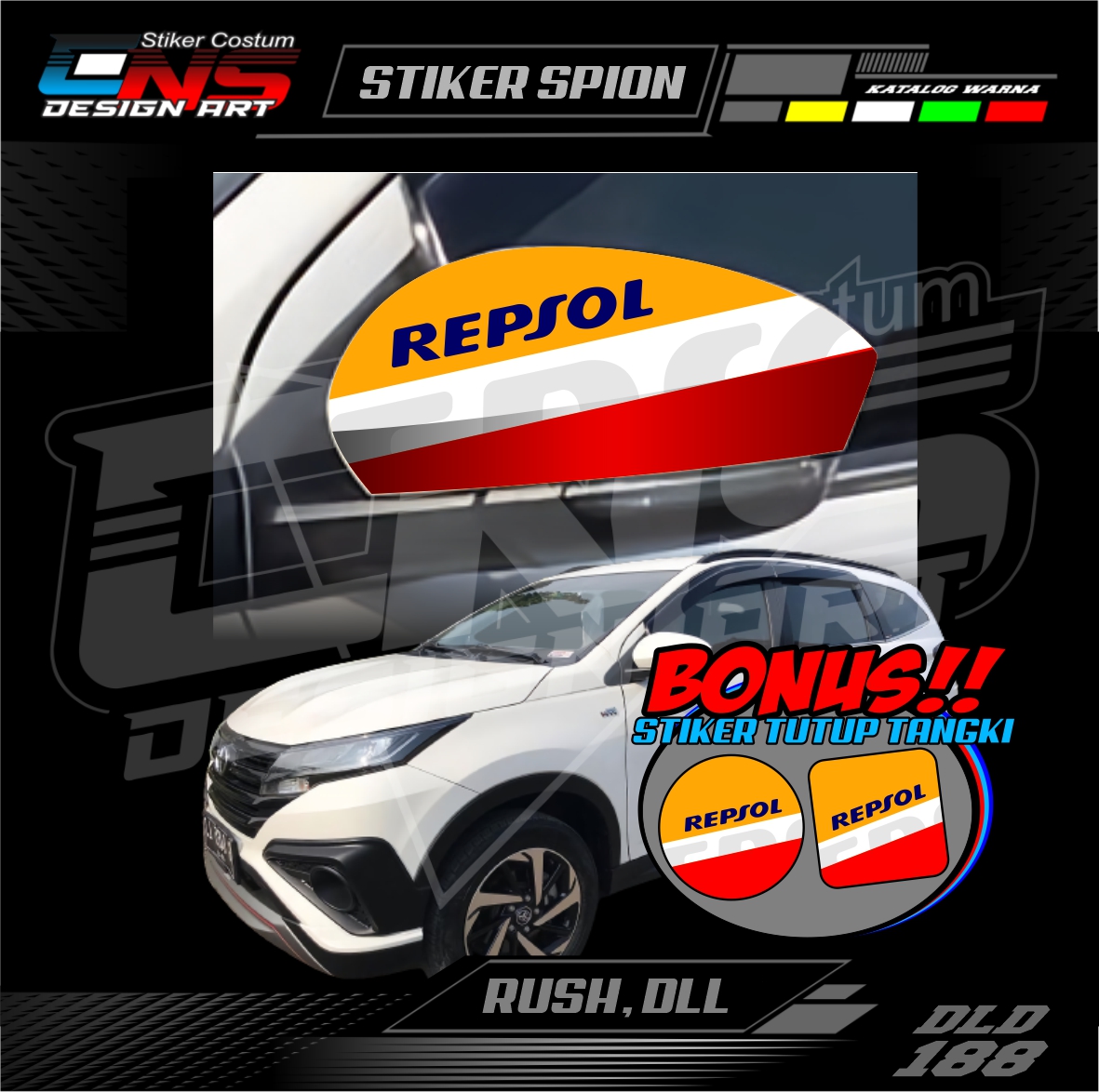 Stiker Spion Mobil Toyota Rush REPSOL Custom Semua Mobil Stiker Spion Pick Up Stiker Print Stiker Vinyl Stiker Kata Keren Stiker Cewek Vector Hijab - Bisa Request Harga 54,900 rupiah*Gratis Ongkir