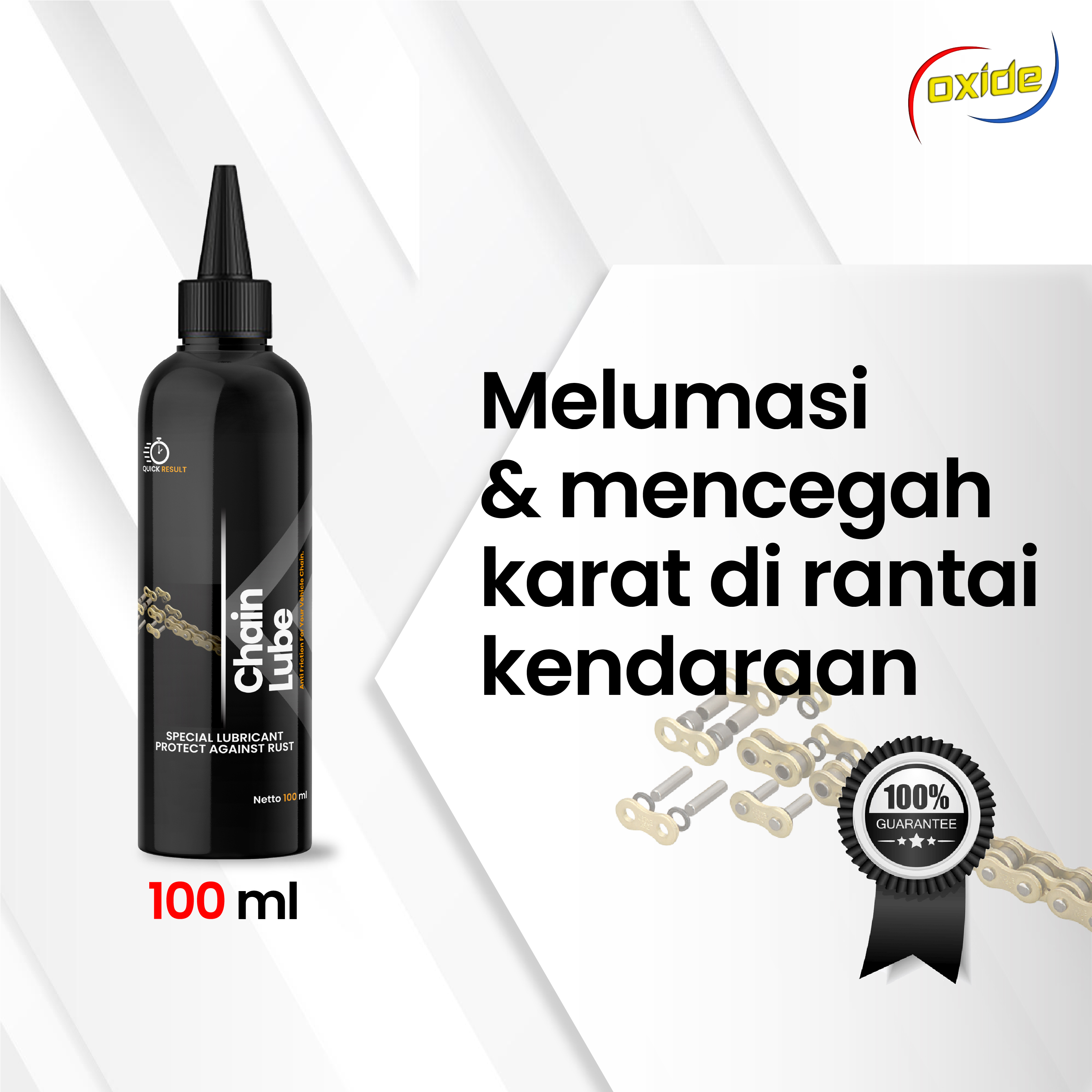 Oxide Chain Lube Motorcycle and Bicycle Chain Lubricant 100 ml Harga 48,000 rupiah*Gratis Ongkir