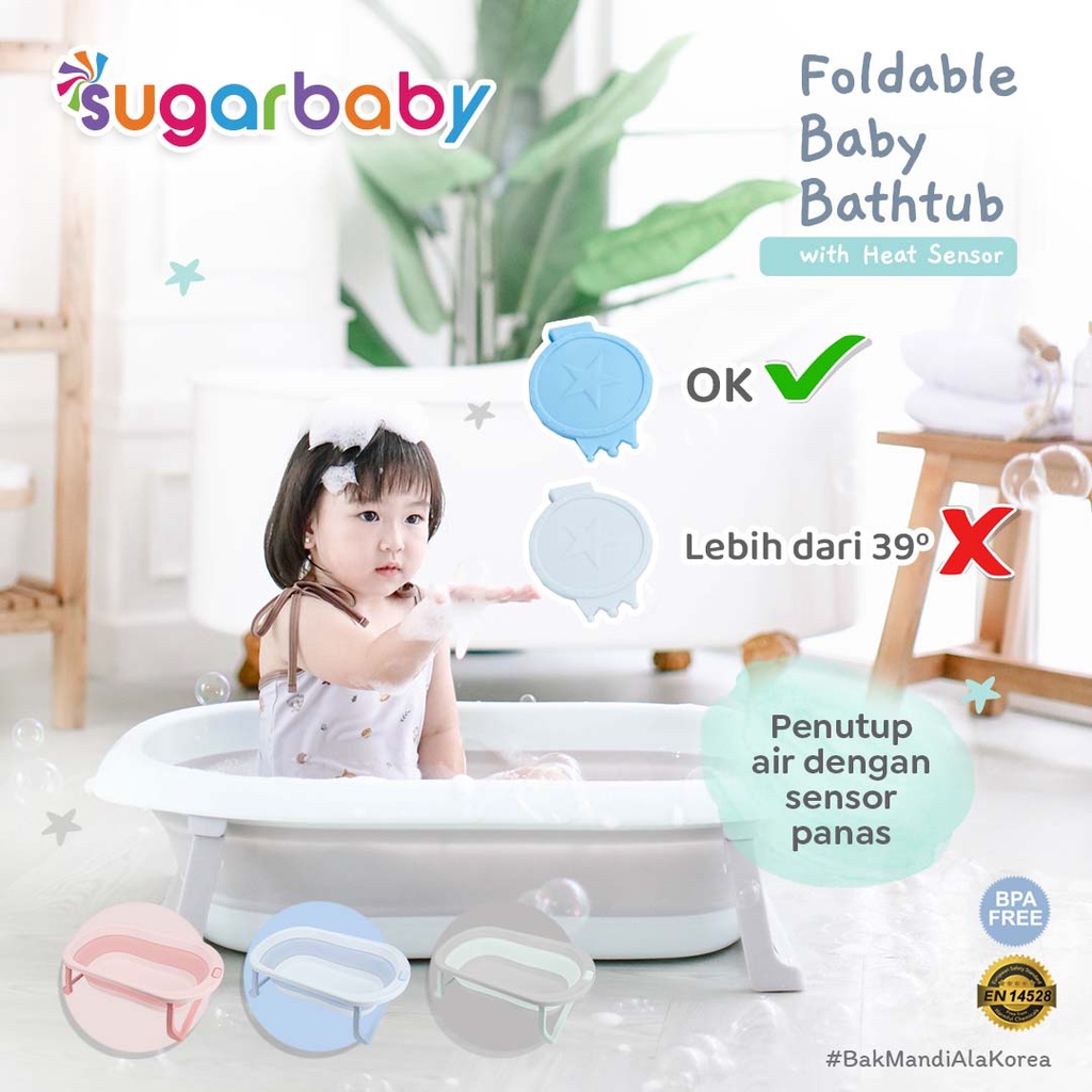 SUGAR BABY Foldable Baby Bathtub with Digital Thermometer F88