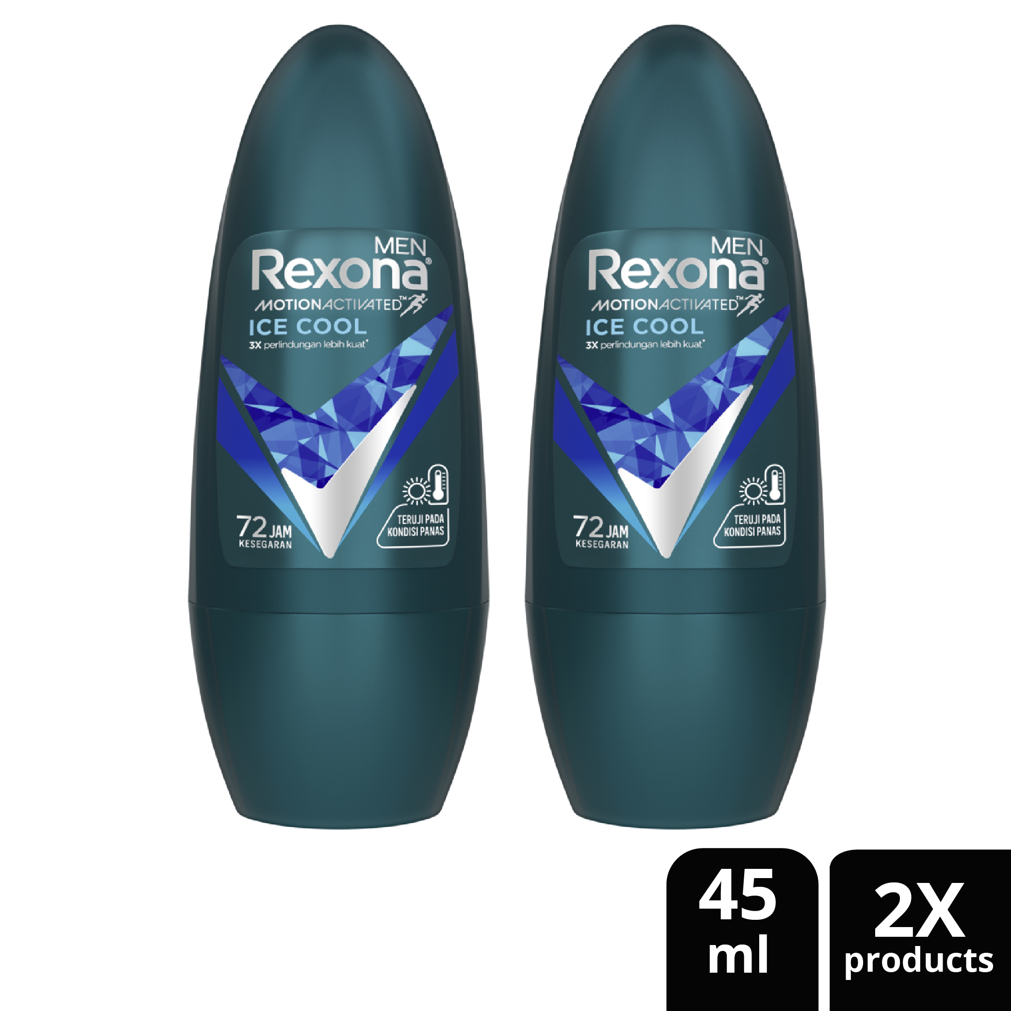Lazada Indonesia - Rexona Men Deodorant Roll On Antiperspirant Ice Cool Deodoran 3X Perlindungan 45Ml – Isi 2
