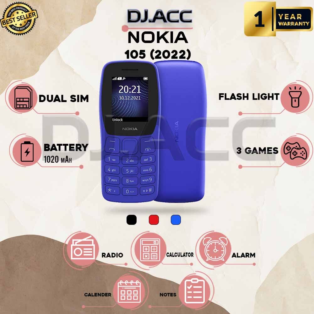 Hp Nokia 105 2022 Jadul Dual Sim New Garansi Giá 139,500 Đồng*Miễn phí vận chuyển