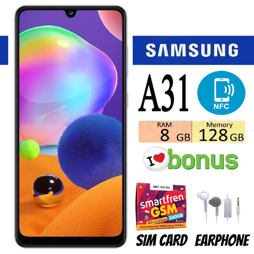 SAMSUNG Galaxy A31 NFC RAM 6/128 GB & 8/128 GB Smartphone - Like New Harga 1,900,000 rupiah*Gratis Ongkir