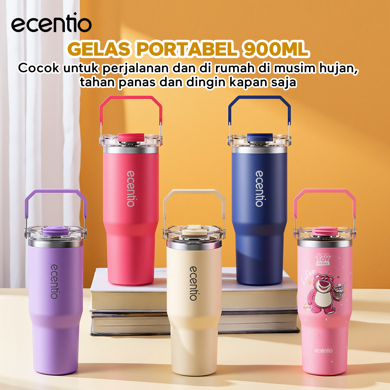 【 Hampers】Ecentio Bpa Free Stainless Steel Tumbler, Cold-Resistant for 24 Hours, 900ml Coffee Thermos,…