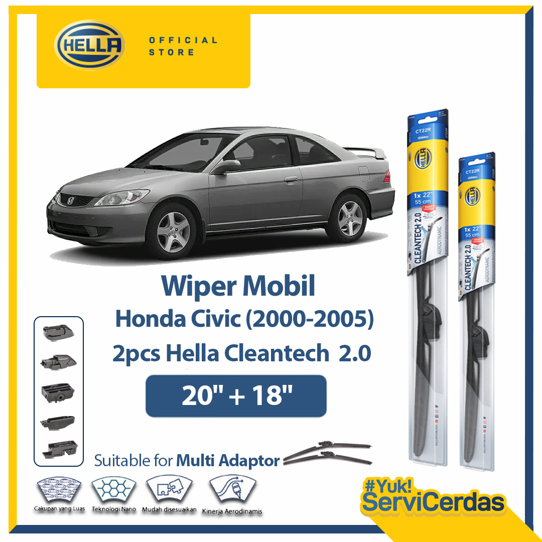 Wiper Mobil HONDA Civic 2000-2005 (20”+18”) - HELLA Cleantech 2.0 Harga 328,121 Ringgit*Penghantaran Percuma