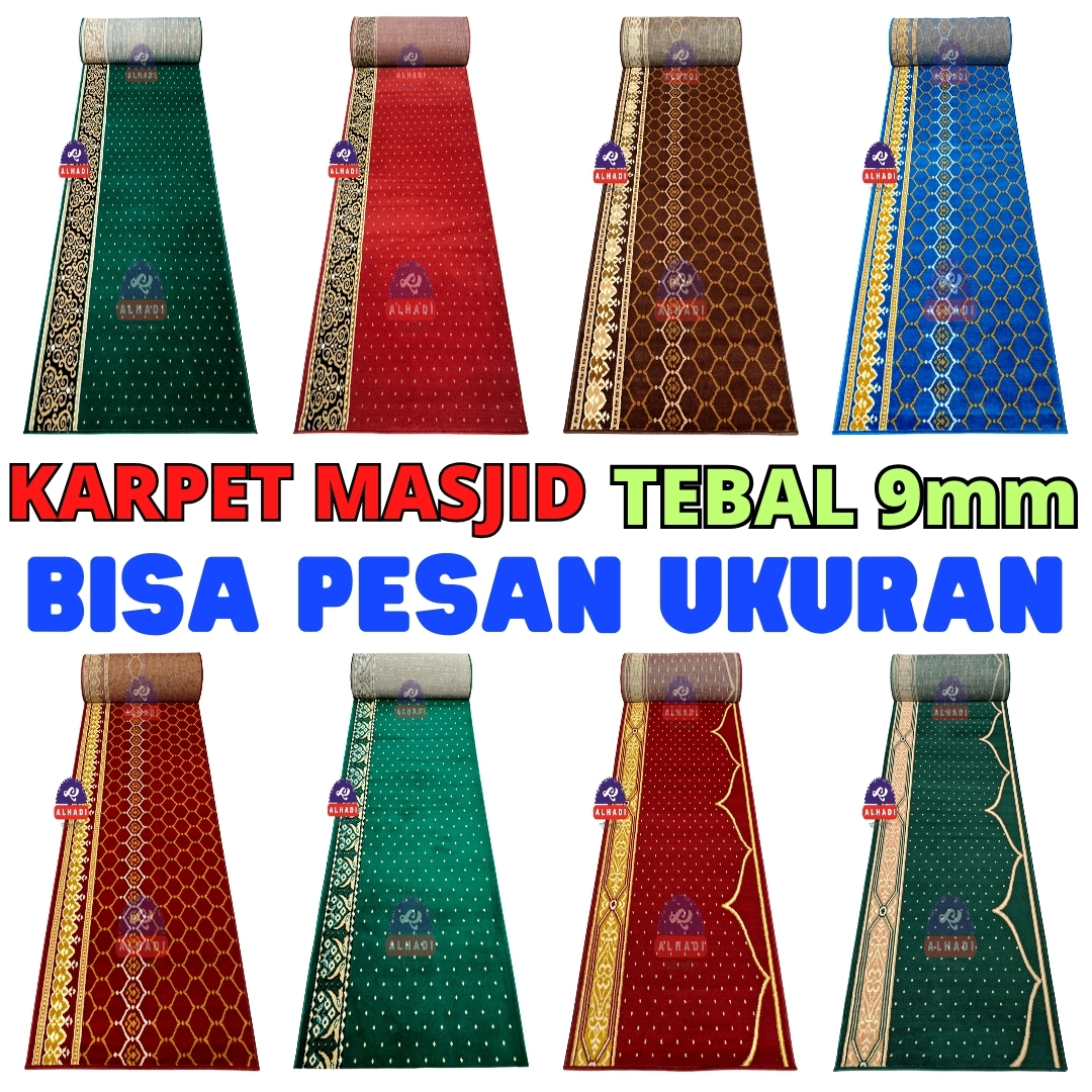 Alhadi Karpet Masjid MEDGRA SHABEL METERAN Ukuran 100 x 115cm Tebal 9mm Sajadah Roll Mushola Bestseller