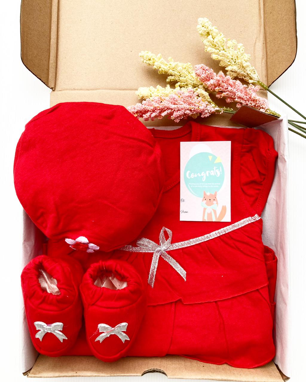 Red Ruffle Dress Baby Girls Birth Hampers Custom hadiah Hampers Baby Birth hadiah Baby Parcel Baby Bir…
