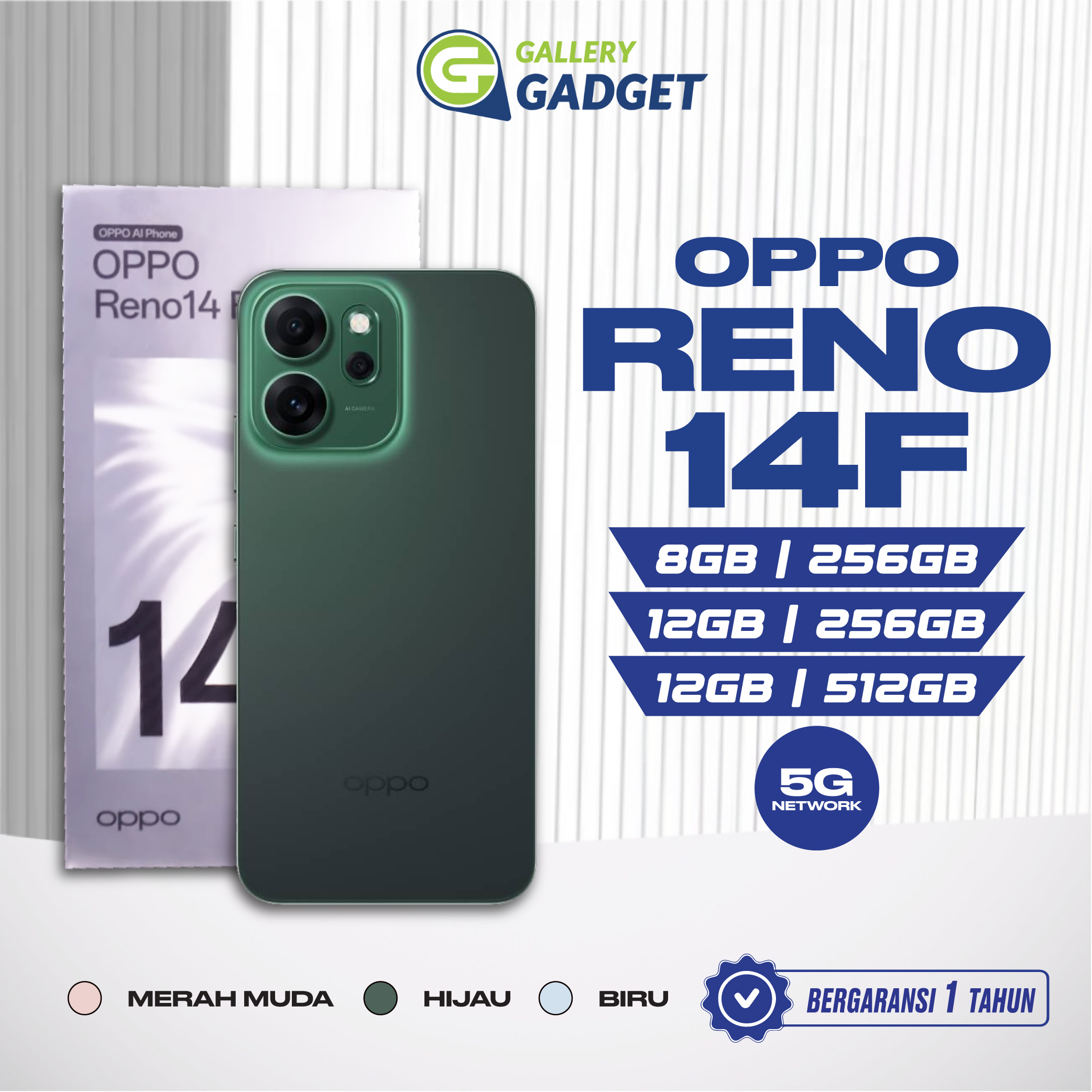 OPPO Reno14 F 5G 8/256 12/256 12/512 GB RAM 8GB 12GB ROM 256GB 512GB GB Reno 14F Garansi Resmi Harga  5,799,000 Ringgit*Penghantaran Percuma