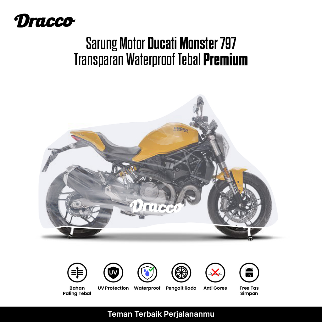 Ducati Monster 797 Motorcycle Cover Transparent Thick Waterproof Premium Anti-Rain Anti-Scratch Cover Harga 88,000 rupiah*Gratis Ongkir
