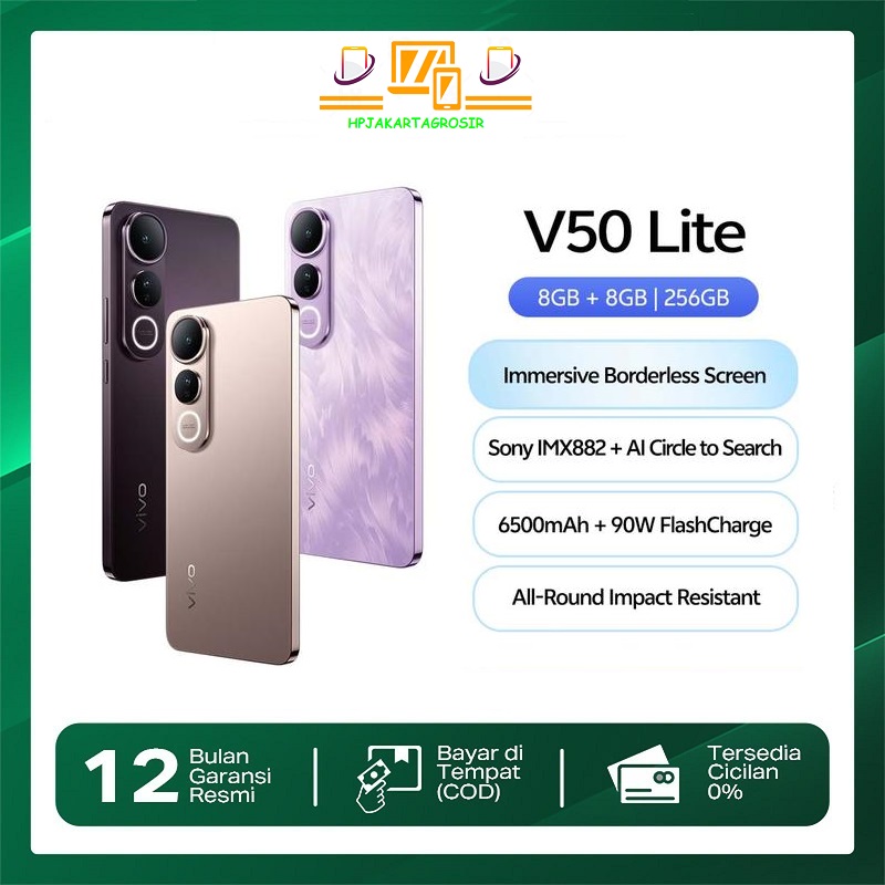 Vivo V50 Lite 4g (8/256) Borderless Immersive Screen, Sony Imx882, 6500Mah Battery+90W Flashcharge, Ai Erase 2.0, All-Round Impact Resistance Harga  2,490,000 Ringgit*Penghantaran Percuma