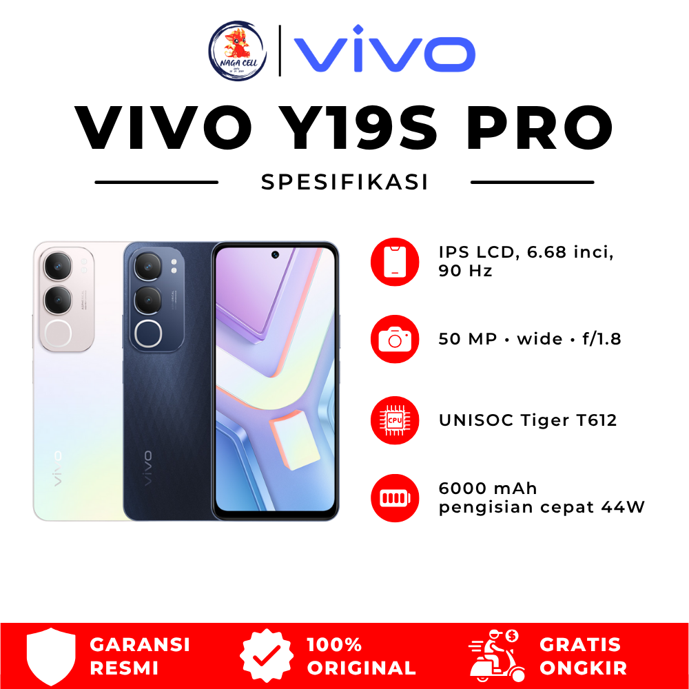 Vivo Y19 Pro 4/64Gb 4/128Gb 6/128Gb Official Indonesian Warranty 6000Mah + 44W Flashcharge, Extremely Durable Giá 1,599,000 Đồng*Miễn phí vận chuyển