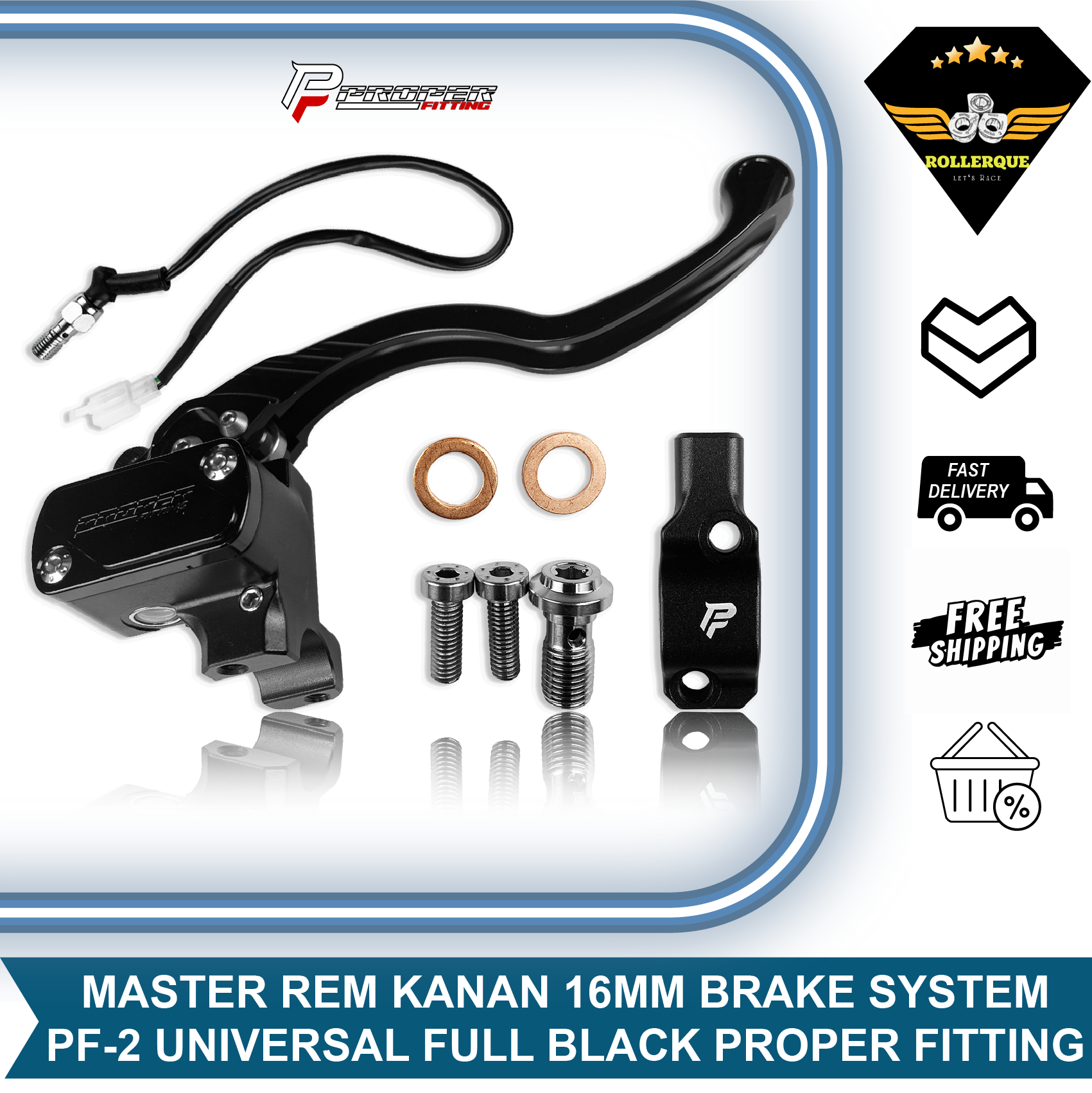 Master Brake Assy Brake System Universal Right Right 16mm Black Black Glossy Proper Fitting Harga 868,700 rupiah*Gratis Ongkir