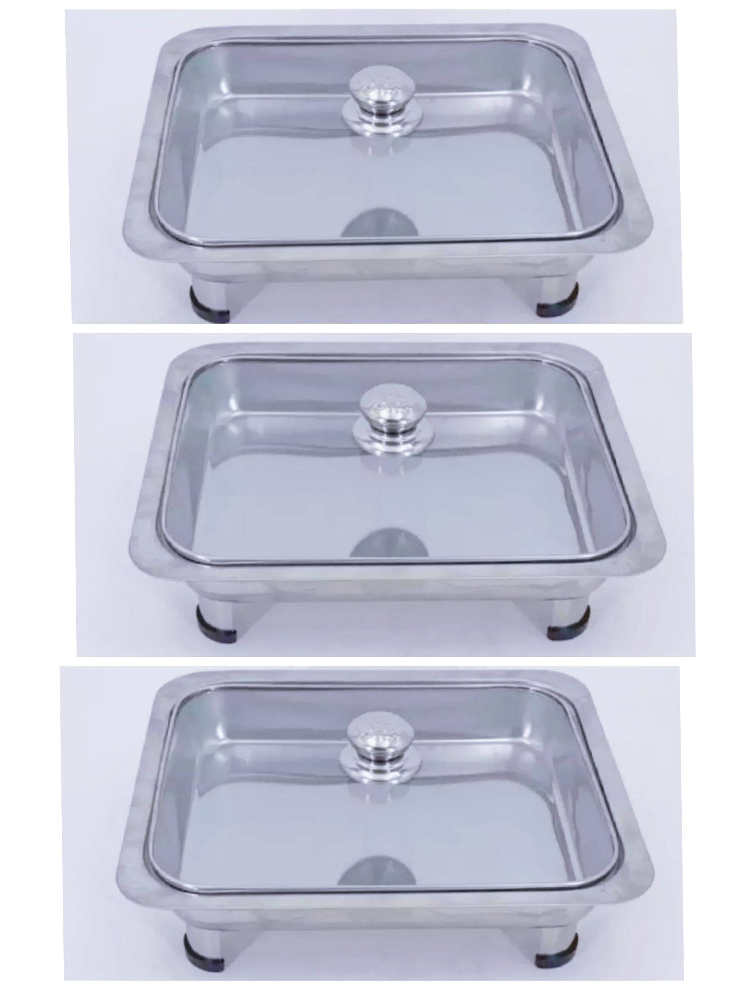 Fastfood Paket 3 Set Tutup Kaca /Prasmanan Tutup Kaca Stainless Steel 3 Set Good Quality - Wajib Beli Bubble Wrap, mohon membaca Deskripsi. Harga 110,900 rupiah*Gratis Ongkir