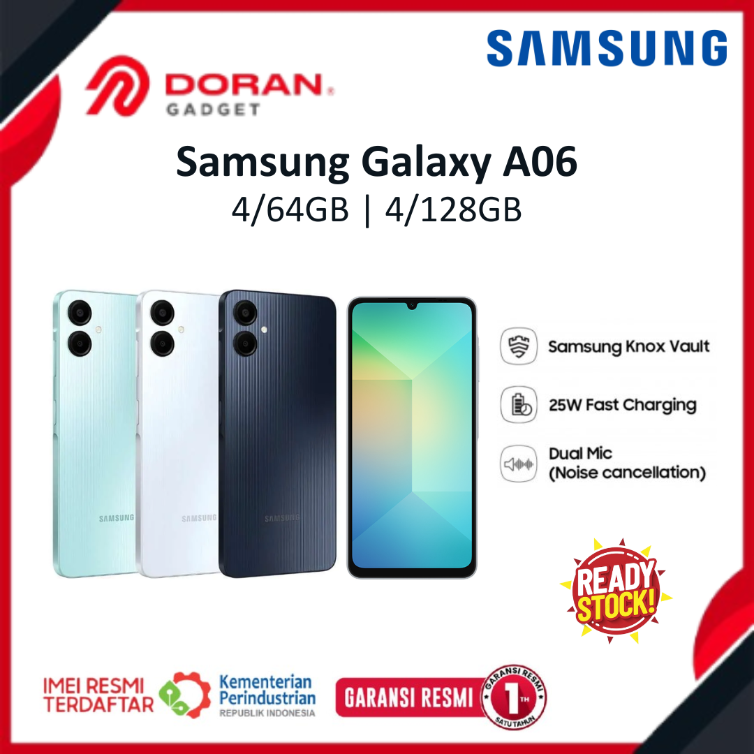 Samsung Galaxy A06 4/64GB | 4/128GB - Garansi Resmi Samsung Indonesia Harga 1,370,000 rupiah*Gratis Ongkir