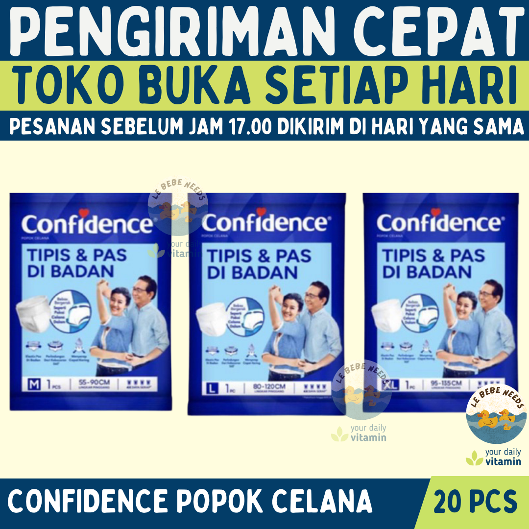 Confidence Popok Dewasa 20 pcs -  Confidence Adult Premium Pants M L XL - Confidence Popok Celana Dewasa Satuan - Popok Confidence Celana Renceng 20 pcs - Merek Confidence Harga 95,760 rupiah*Gratis Ongkir