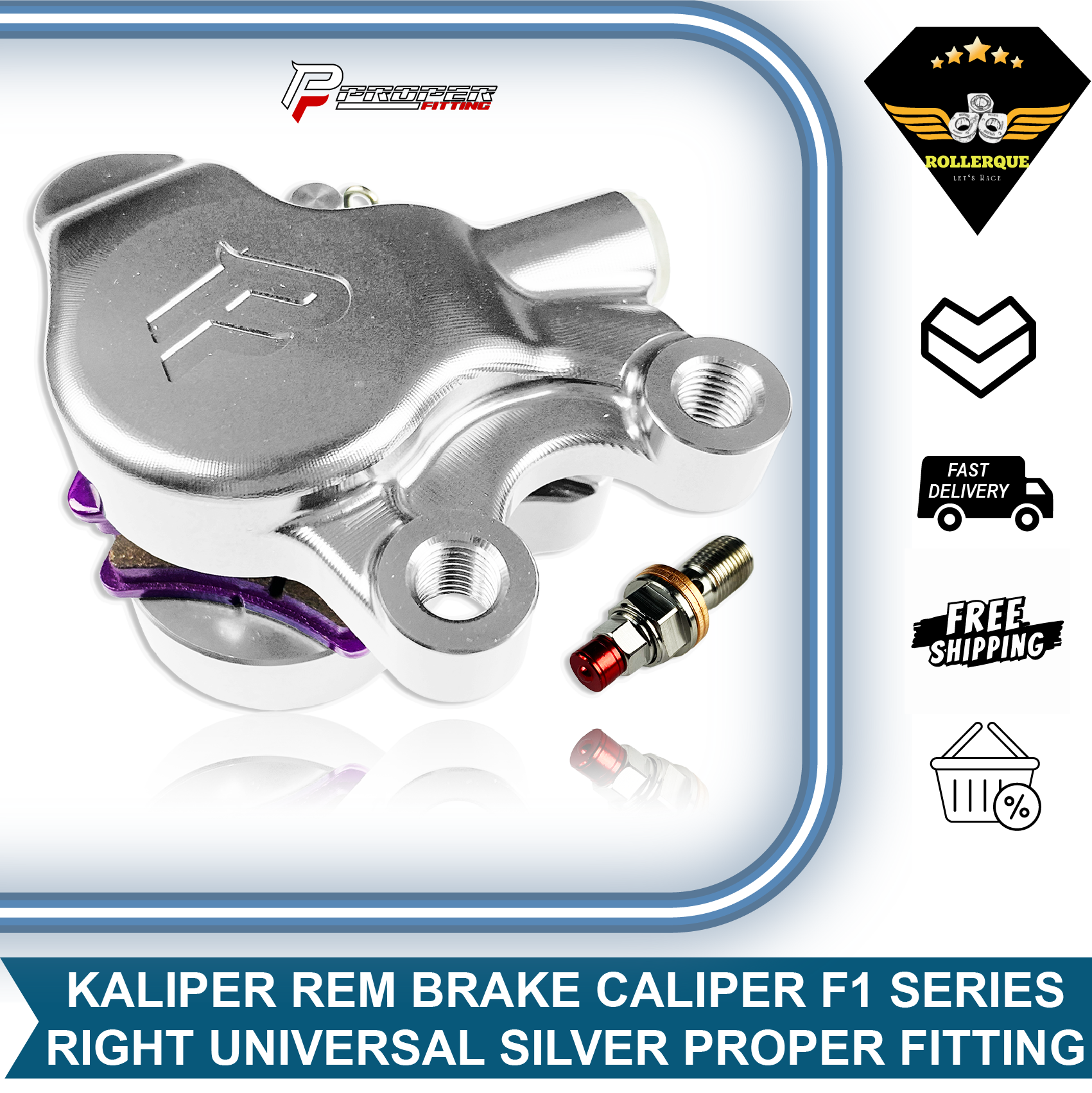 Motorcycle Brake Caliper Right Disc 2 Piston 2P Axial F1 Series Silver Silver Proper Fitting Harga 766,500 rupiah*Gratis Ongkir
