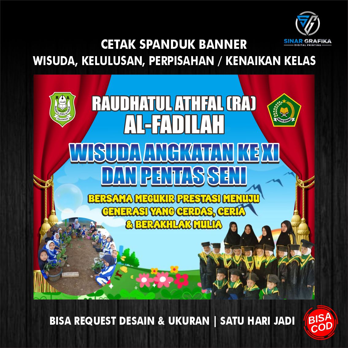 wisuda Backdrop Banner, wisuda / Class Promotion (Kindergarten, Elementary, Middle School, High School…