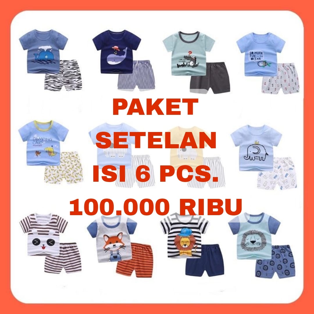 CUCI GUDANG SETELAN BAJU ANAK 6 PCS CUMA 100.000 RIBU Harga  100,000 rupiah*Gratis Ongkir