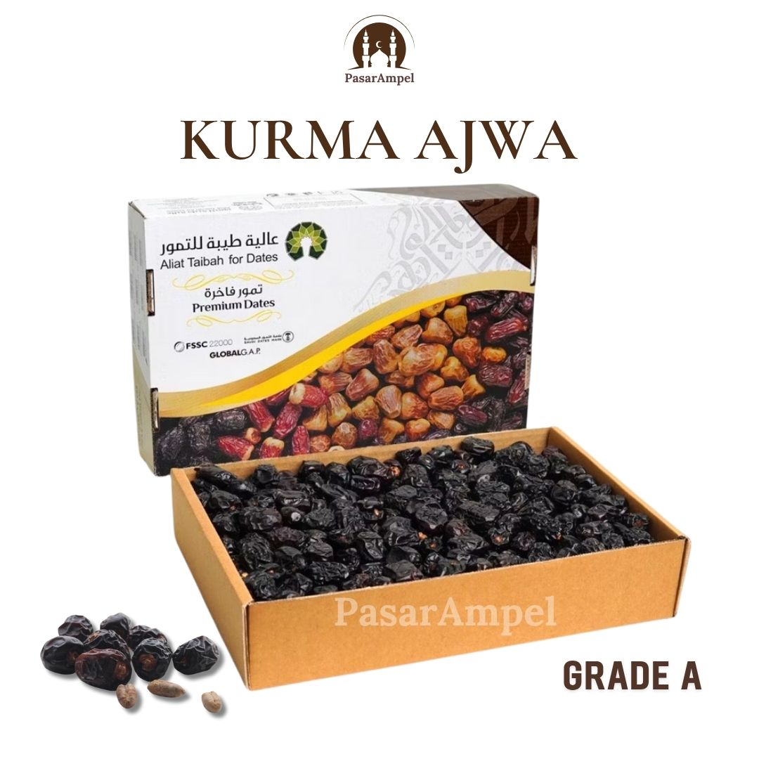 Kurma Nabi Ajwa 1KG Madinah VIP Kualitas Premium Grade A Oleh oleh Haji Umrah