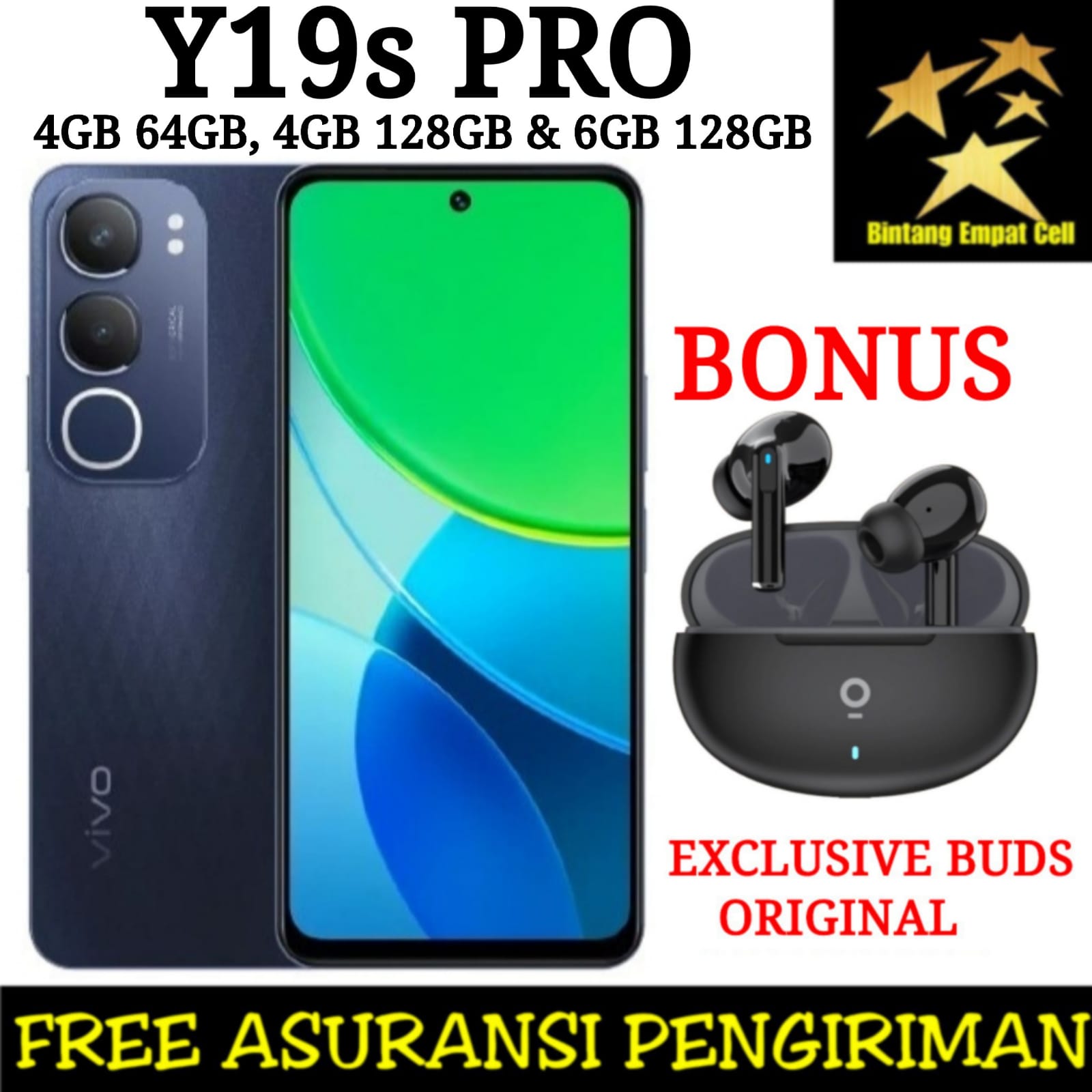 VIVO Y19S PRO 6/128 & 4/128 & 4/64 GARANSI RESMI Harga  1,519,000 Ringgit*Penghantaran Percuma