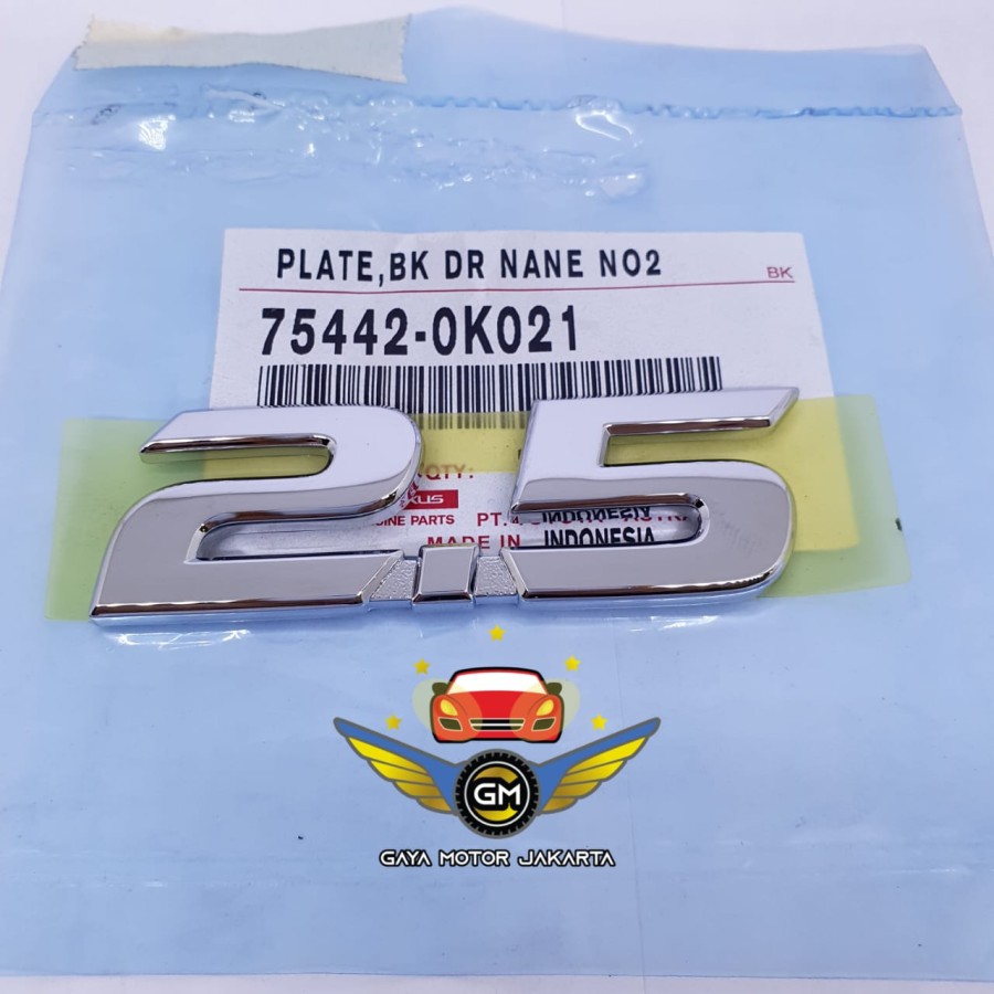Emblem 2.5 - Emblem Logo 2500cc Toyota Innova 75442-0K021 Harga 88,000 rupiah*Gratis Ongkir
