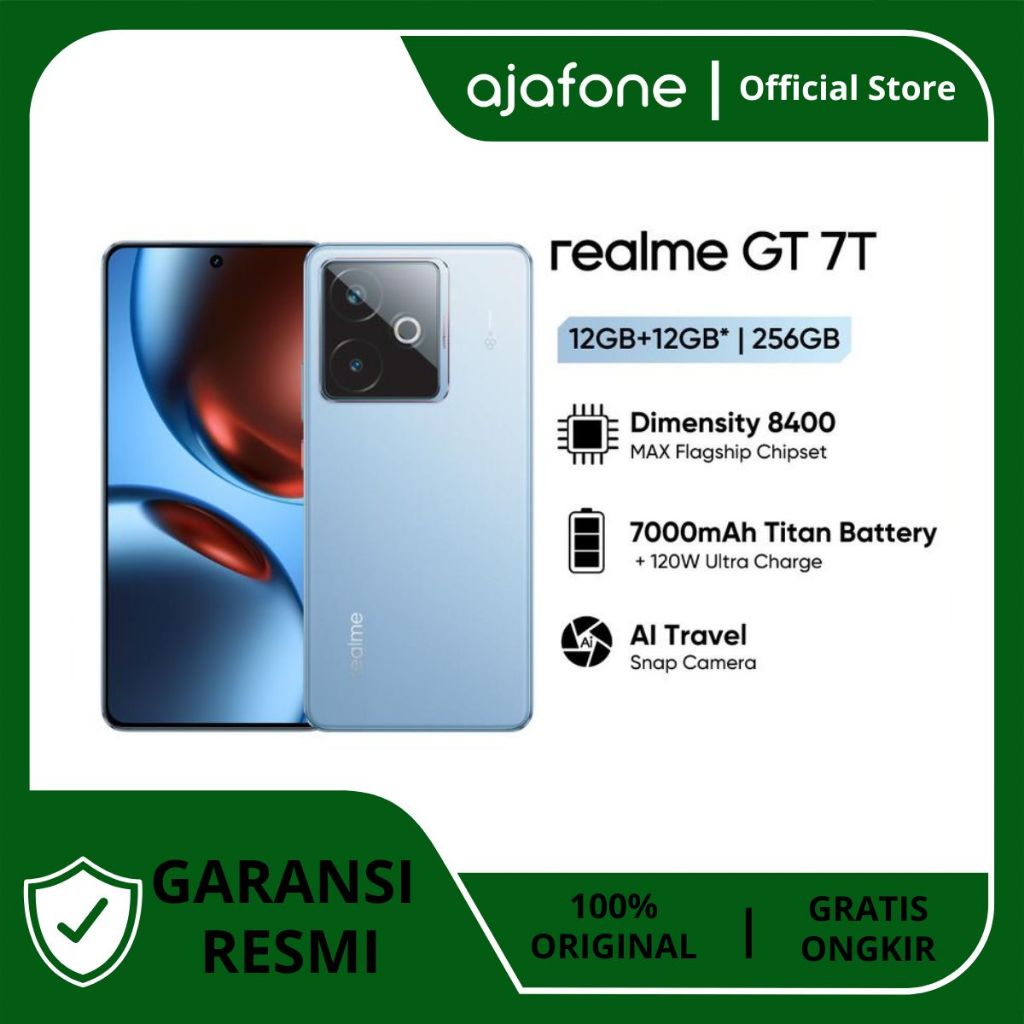 Realme GT 7T Ram 12/256GB original warranty official by realme Indonesia Harga 8,999,000 rupiah*Gratis Ongkir