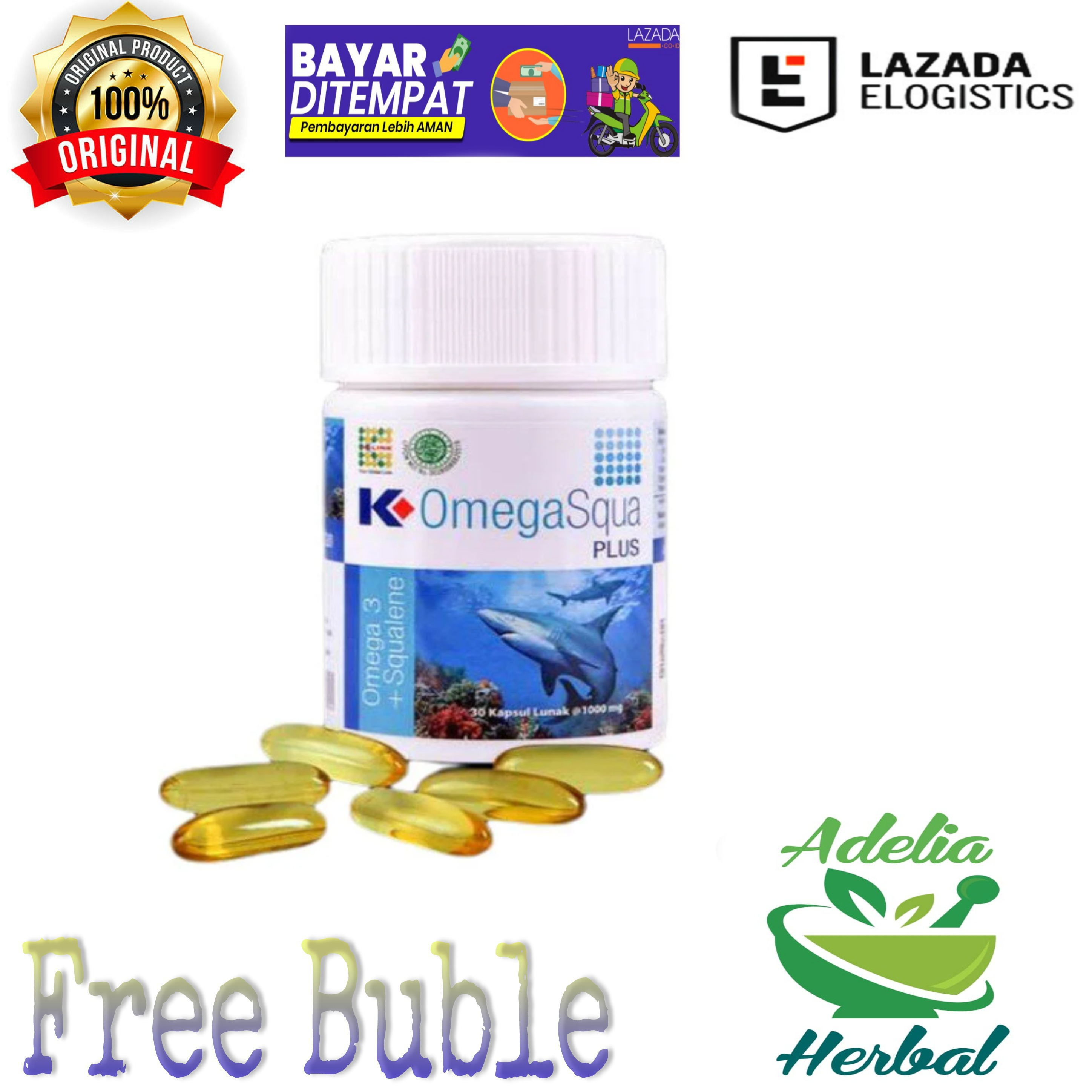 Can cod fish oil K link Omega squa K-link (omega 3 + squalene) Klink 30 softgel Harga 145,000 rupiah*Gratis Ongkir