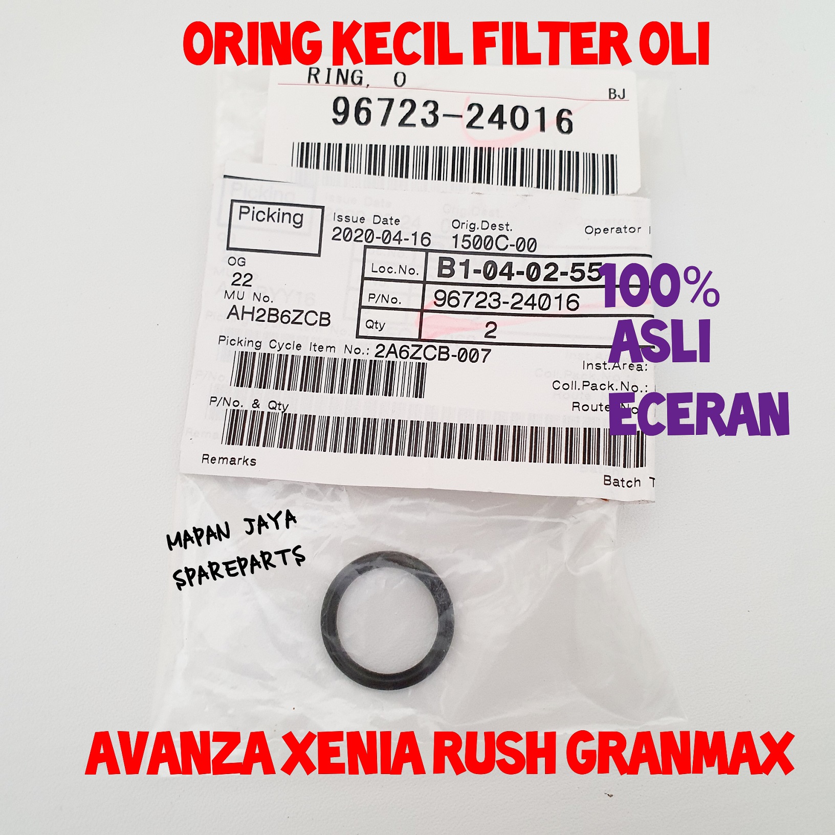 ORING FILTER OLI TOYOTA AVANZA / XENIA / RUSH / TERIOS / GRANDMAX KECIL Giá 43,900 Đồng*Miễn phí vận chuyển