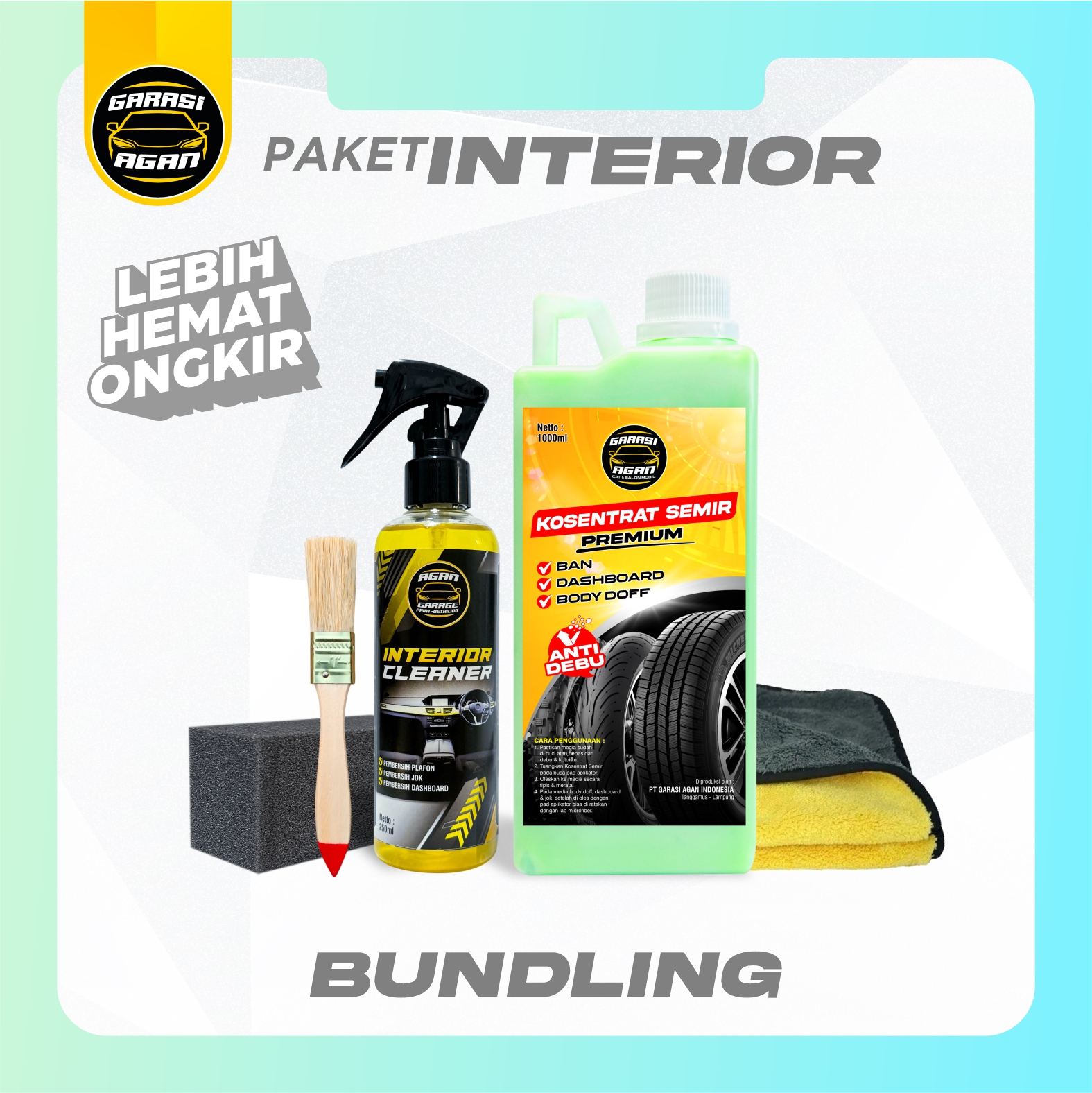PAKET INTERIOR Pembersih & Perawatan Interior Mobil + Kosentrat Semir Interior Mobil - GARASI AGAN Harga 82,000 rupiah*Gratis Ongkir