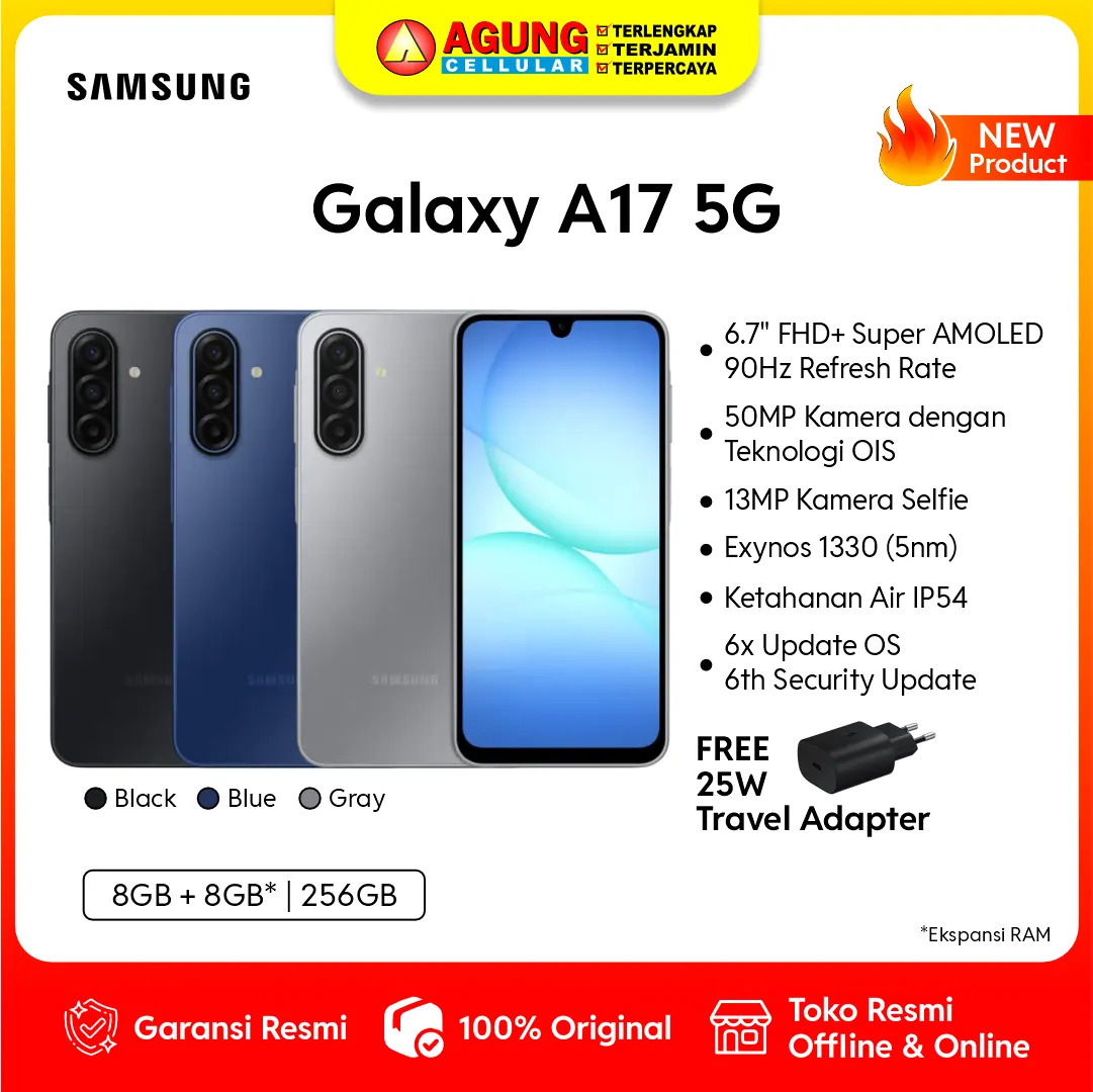 Samsung Galaxy A17 5G 8/256GB official warranty Samsung Indonesia Harga  3,889,000 Ringgit*Penghantaran Percuma