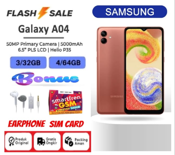 * PROMO BISA KREDIT & Free Gift * - Samsung Galaxy A04 4/64 GB | 3/32 GB - Bergaransi FULLSET Giá 950,000 Đồng*Miễn phí vận chuyển