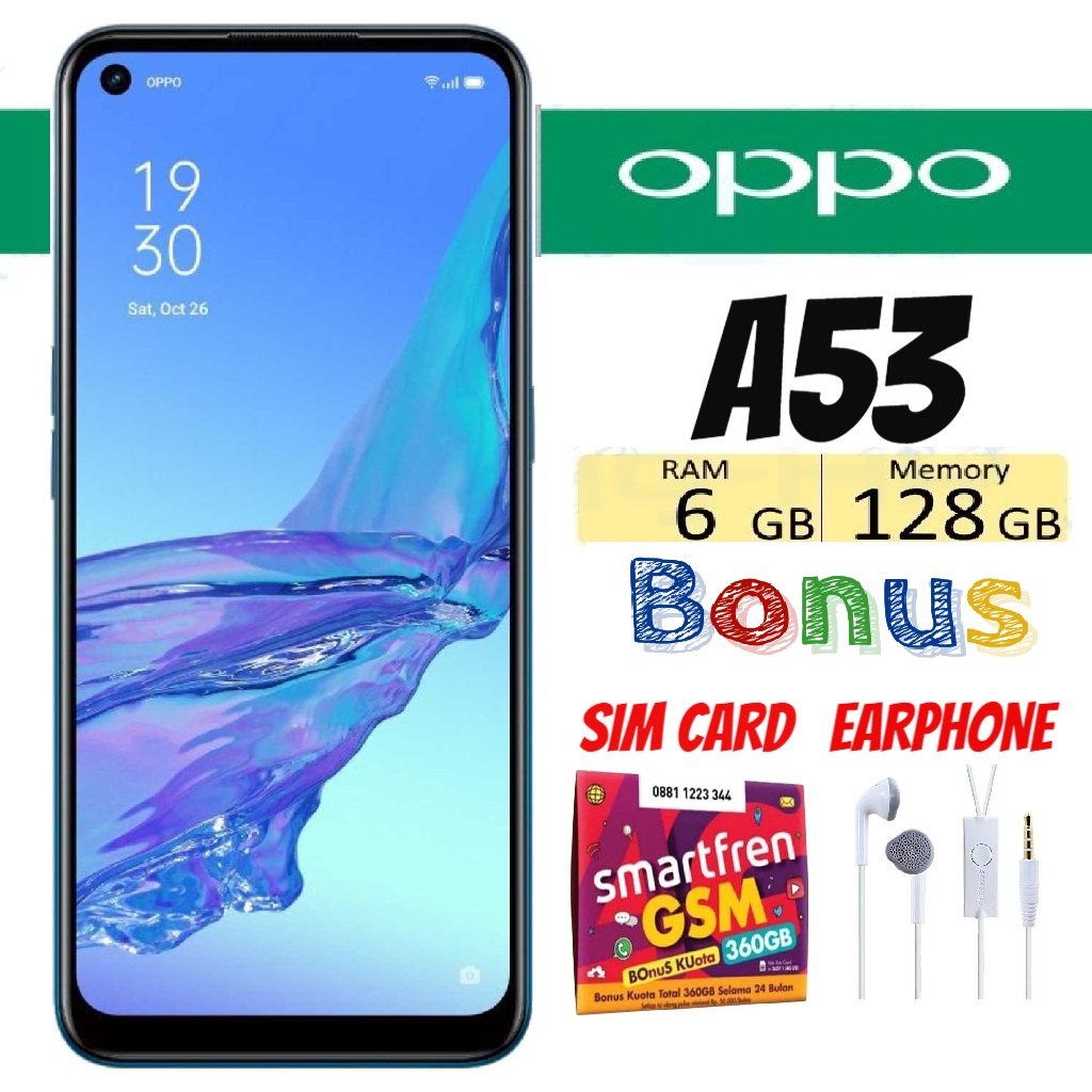 OPPO A53 RAM 6/128GB Battrey 5000mAH Smartphone 6,5 Inch 13 + 8MP FHD Kamera Handphone Ori Asli Giá 1,350,000 Đồng*Miễn phí vận chuyển