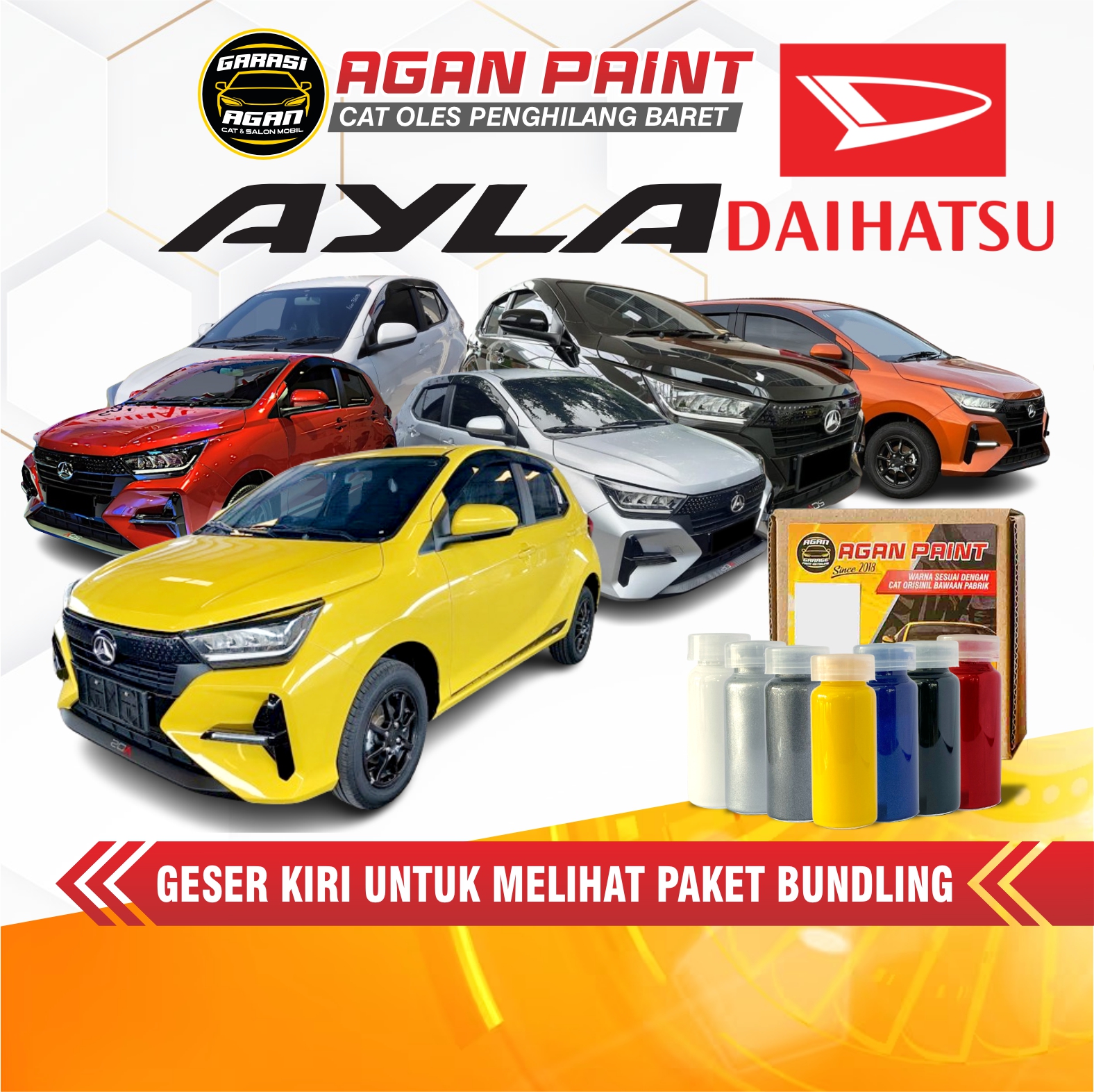 Cat Penghilang Baret AYLA Cat Oles Daihatsu Ayla Cat Original Pabrik Kendaraan Car Paint GARASI AGAN Harga 64,000 Ringgit*Penghantaran Percuma