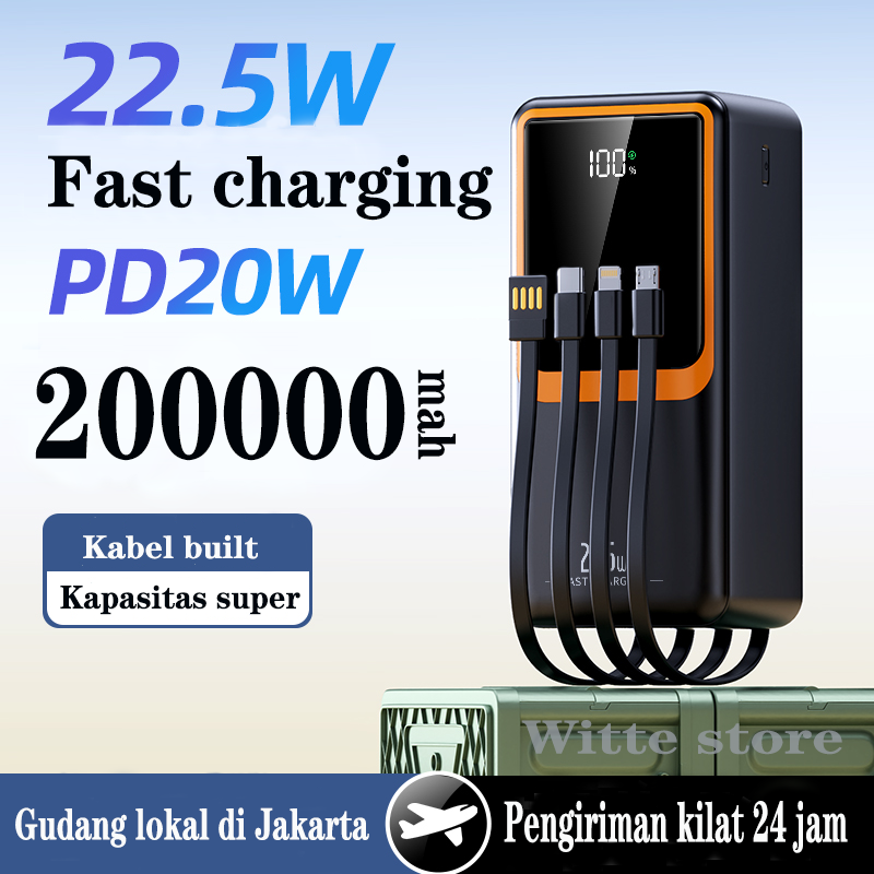 Witte power bank 100000mah fast charging power bank original asli 200000mah power bank awet tahan lama Harga 358,000 rupiah*Gratis Ongkir
