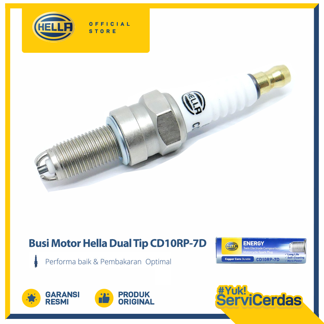 Busi Motor HELLA Dual Tip CD10RP-7D Harga 25,000 rupiah*Gratis Ongkir