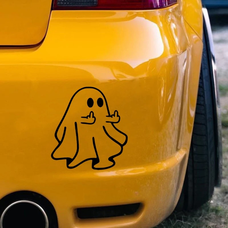 Middle Finger Ghost Waterproof Car Sticker for Auto Window Trunk Bumper Motorcycle Universal Exterior Halloween Vinyl Decal Harga 5,500 rupiah*Gratis Ongkir