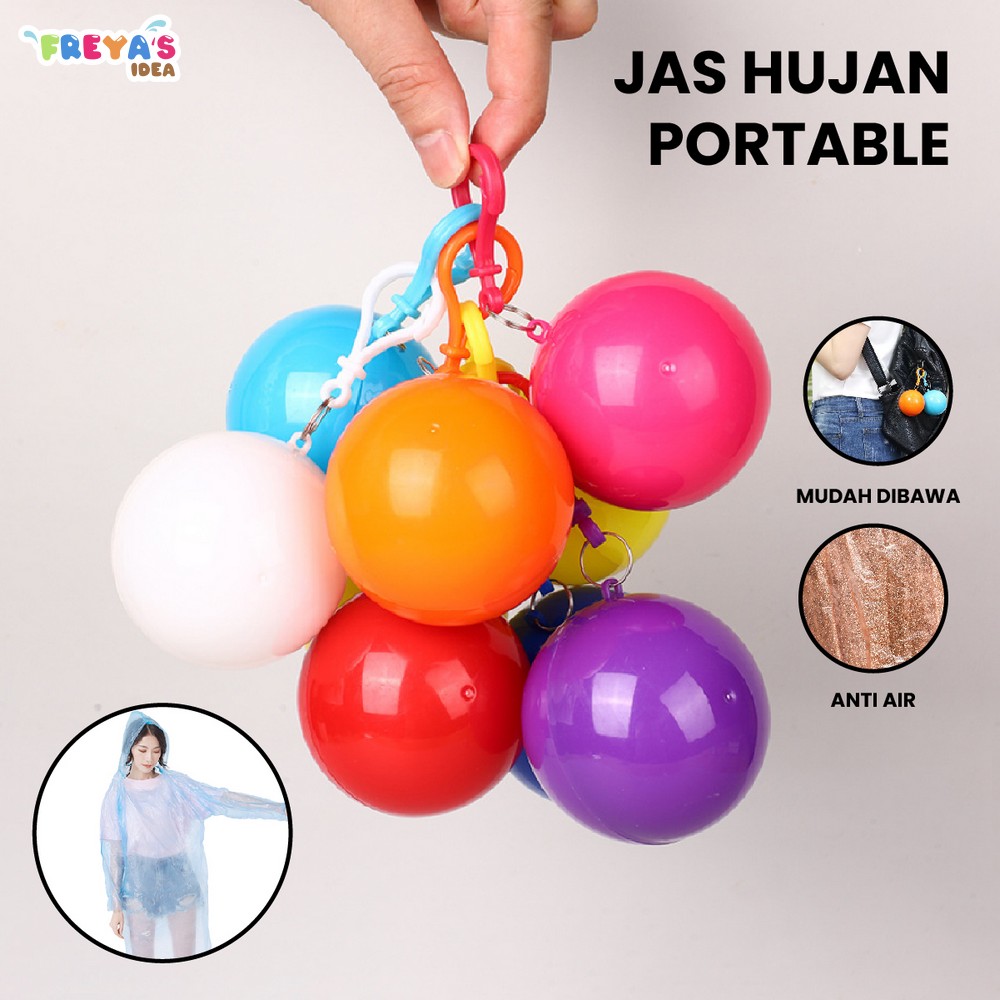 FR-C853 Jas Hujan Bola Plastik Gantung Warna Warni Anti Air / Jas hujan Konser Raincoat Travel Portable Dengan Gantungan Bola Kunci Harga 3,893 rupiah*Gratis Ongkir