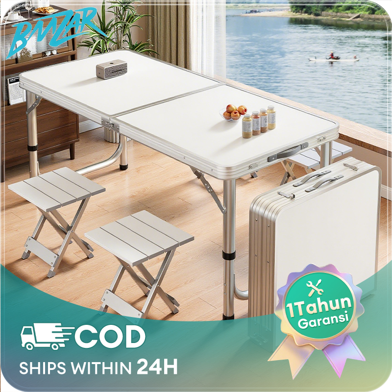 Outdoor folding desk suitcase multipurpose portable outdoor adjustable round leg 120-60cm - Merek BMZAR Harga 158,110 rupiah*Gratis Ongkir