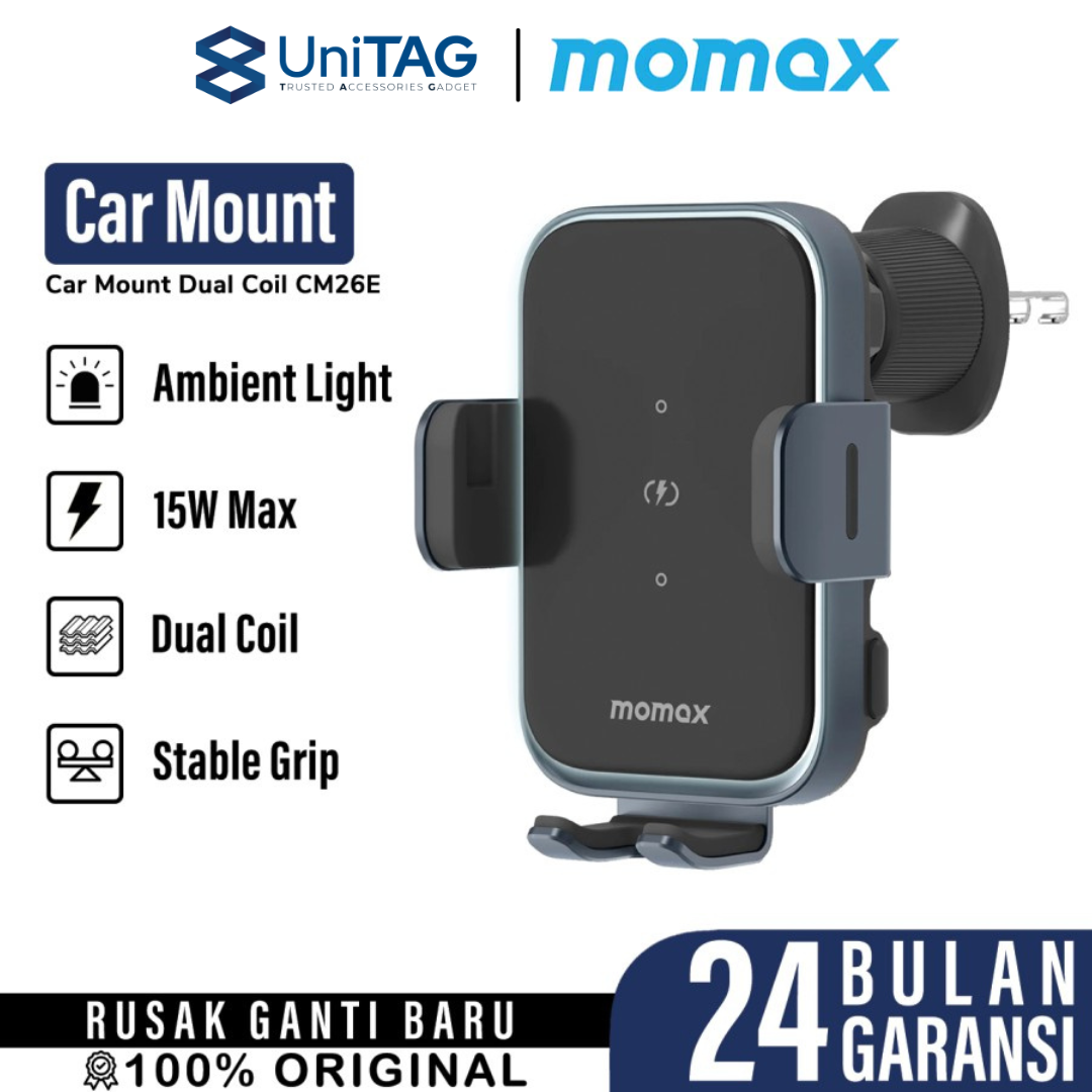 Car Holder Charger Momax Q.Mount Smart 6 Mount Wireless Charging 15W Harga 449,000 rupiah*Gratis Ongkir