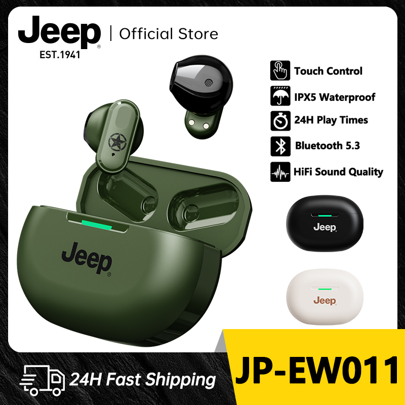 Jeep JP-EW011 TWS Wireless Headphones Bluetooth Earphone Bluetooth 5.3 Bass Waterproof Sports Music Headset With Mic Earbuds For IOS Android - Merek Jeep Harga 119,000 rupiah*Gratis Ongkir