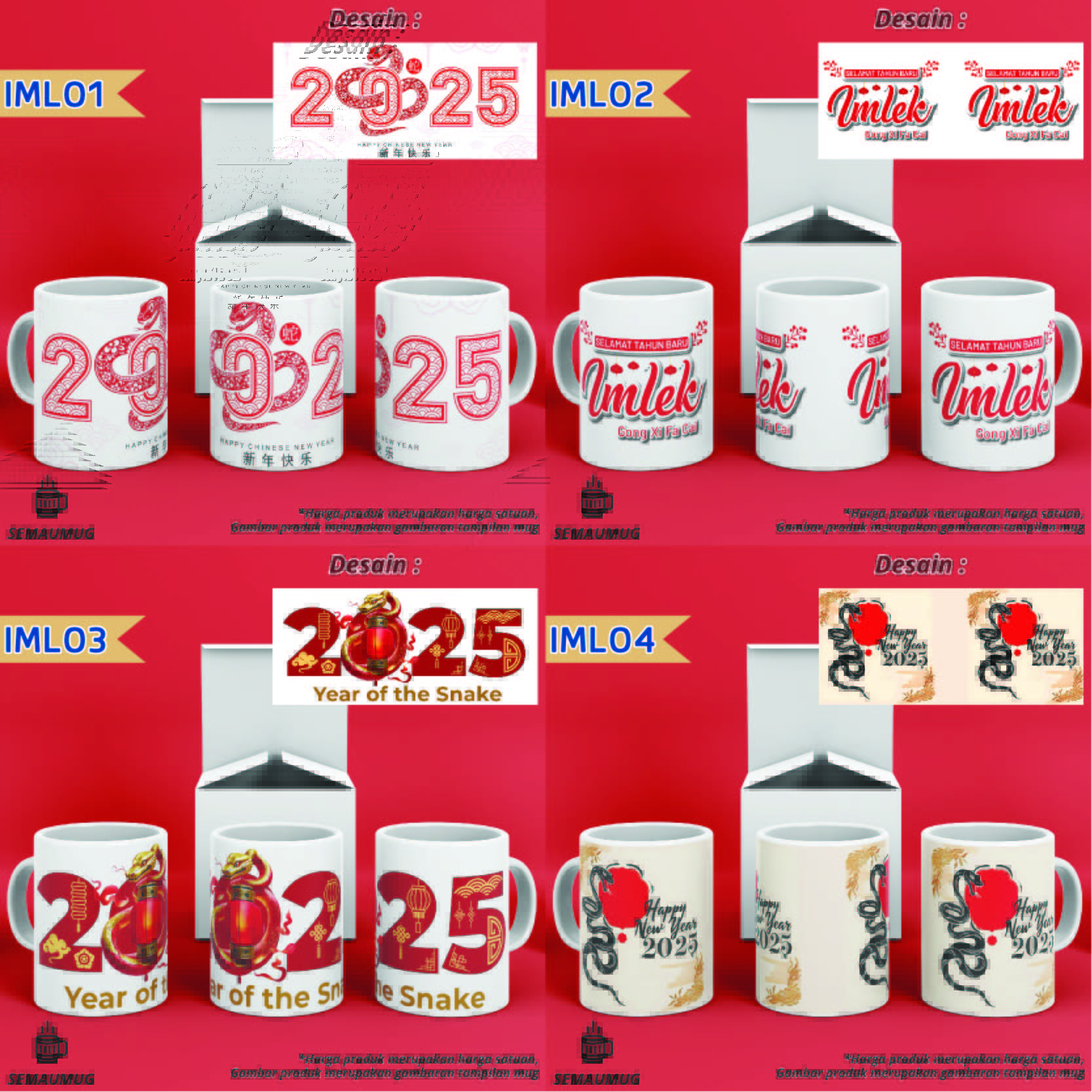 Lunar New Year 2024 Dragon hampers Chinese New Year Xin Nian Kuai Le Gong Xi Fa Cai gift glass cup custom print semaumug